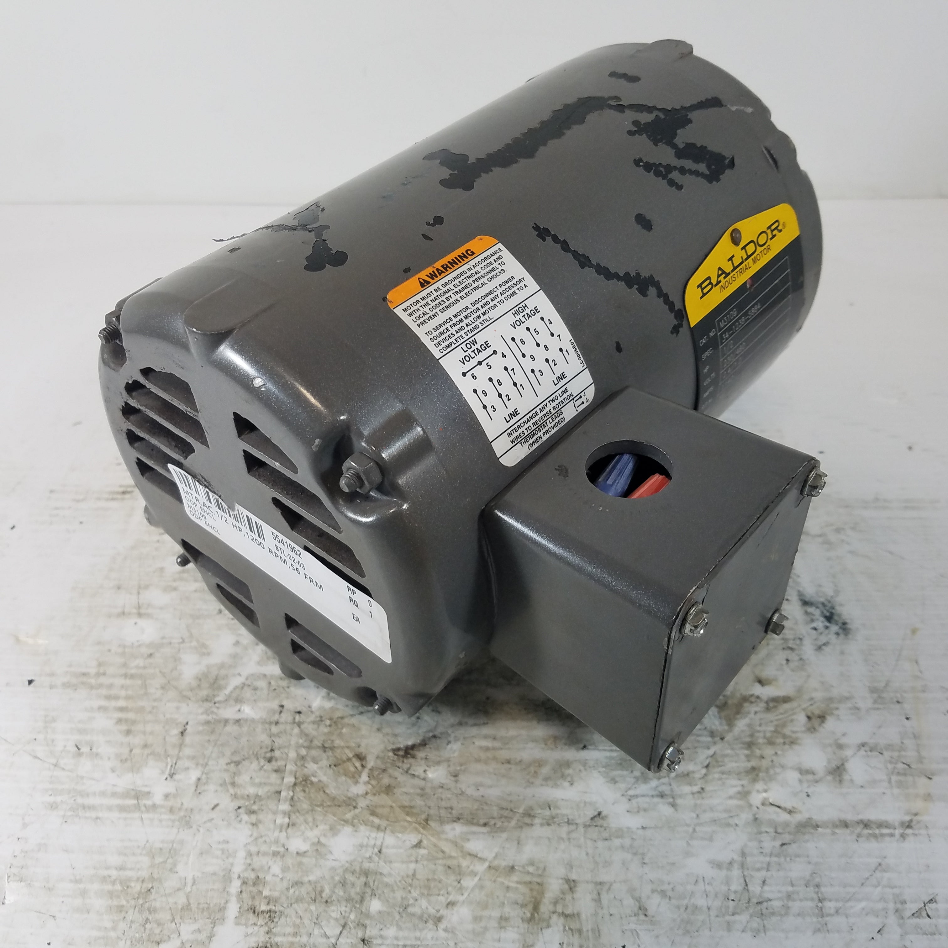 Baldor M3109 Industrial Electric Motor 1/2 HP 1140 RPM 3 Phase 230/460V 56 Frame