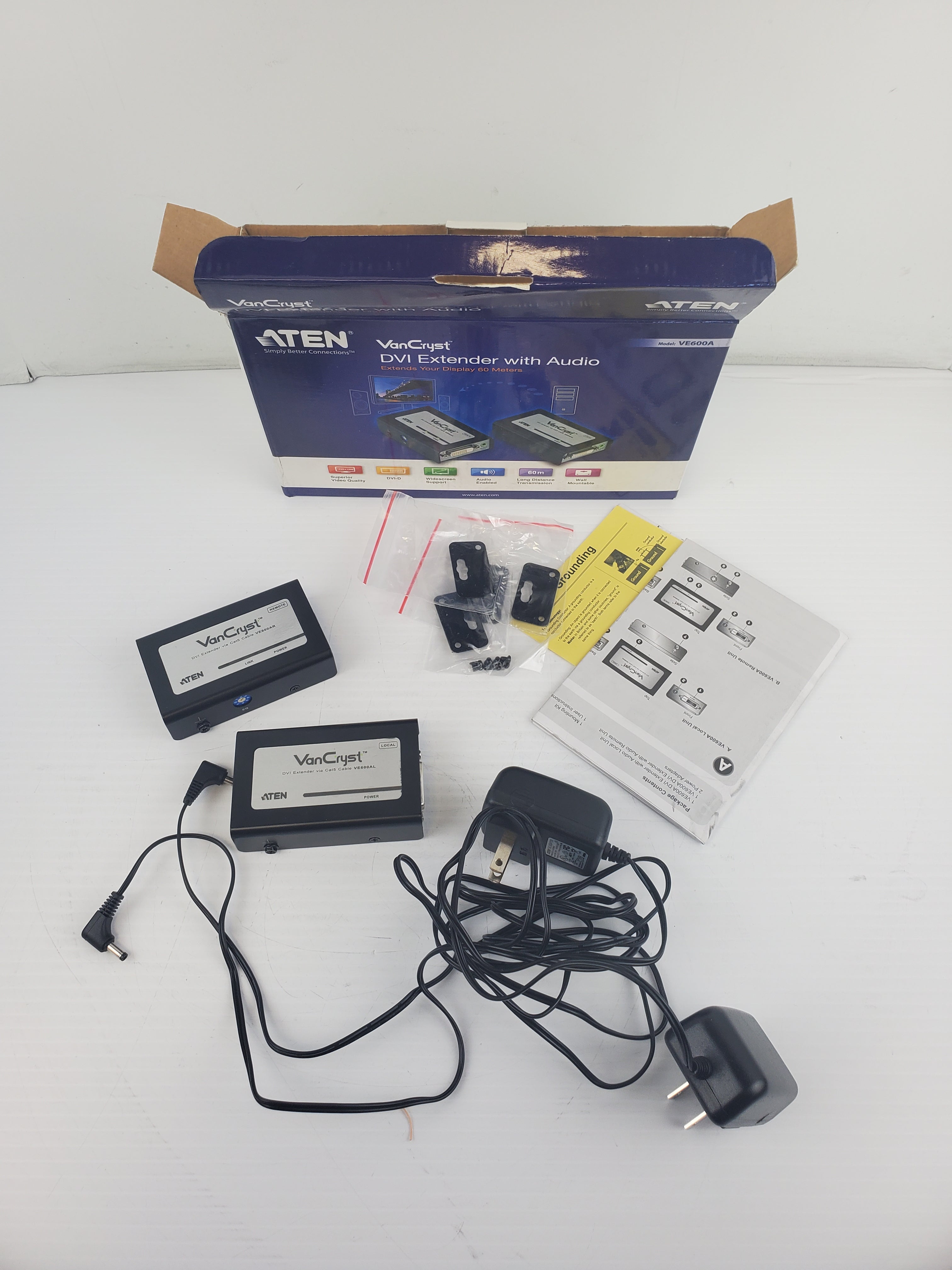 Aten VE600A VanCryst DVI Extender With Audio - Extends Your Display 60 Meters