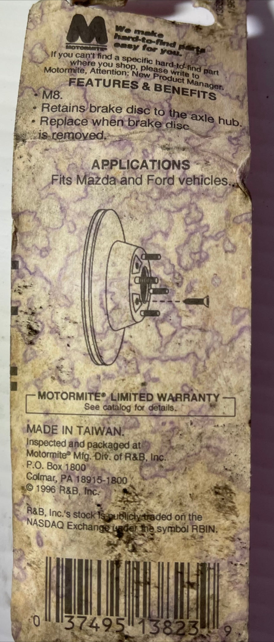 Help! Disc Retaining Screws Mazda Ford 13823 Package of 6 Pieces