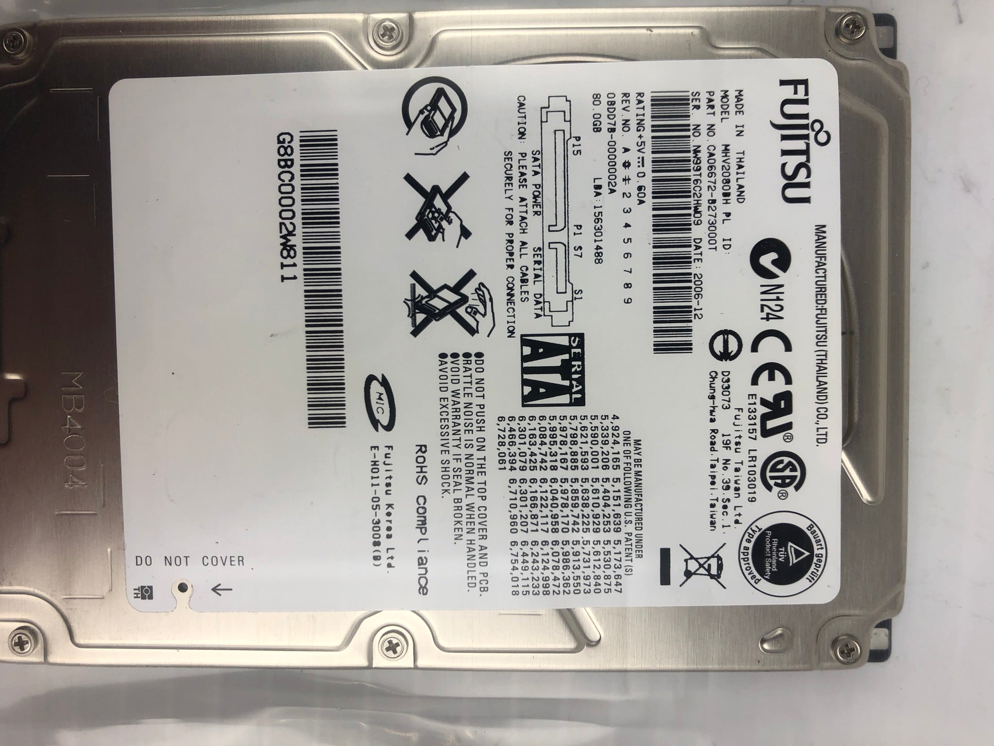Fujitsu MHV2080BH PL Laptop Hard Drive CA06672-B273000T