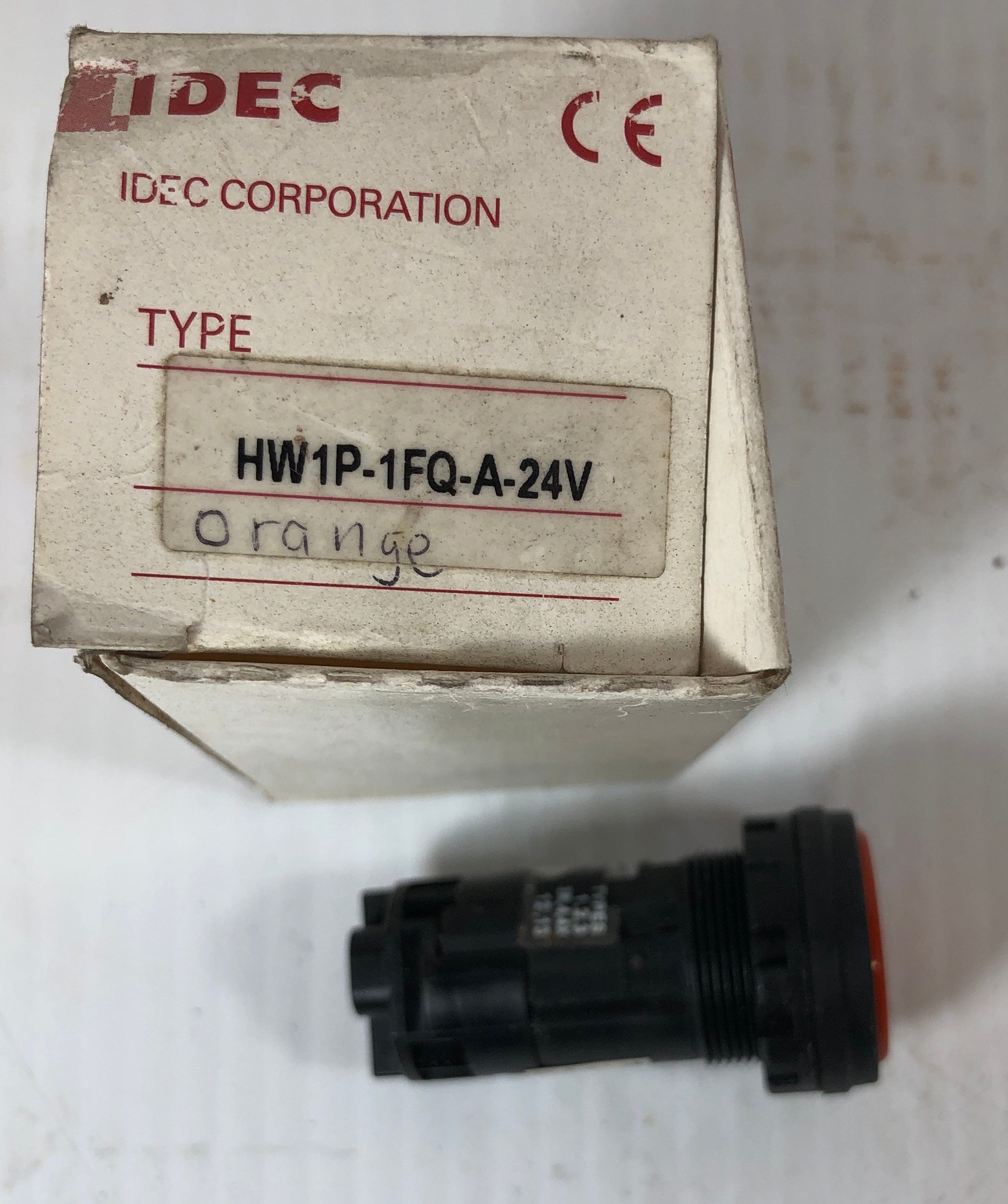 IDEC Pushbutton Switch HW1P-1FQ-A-24V Orange Lens