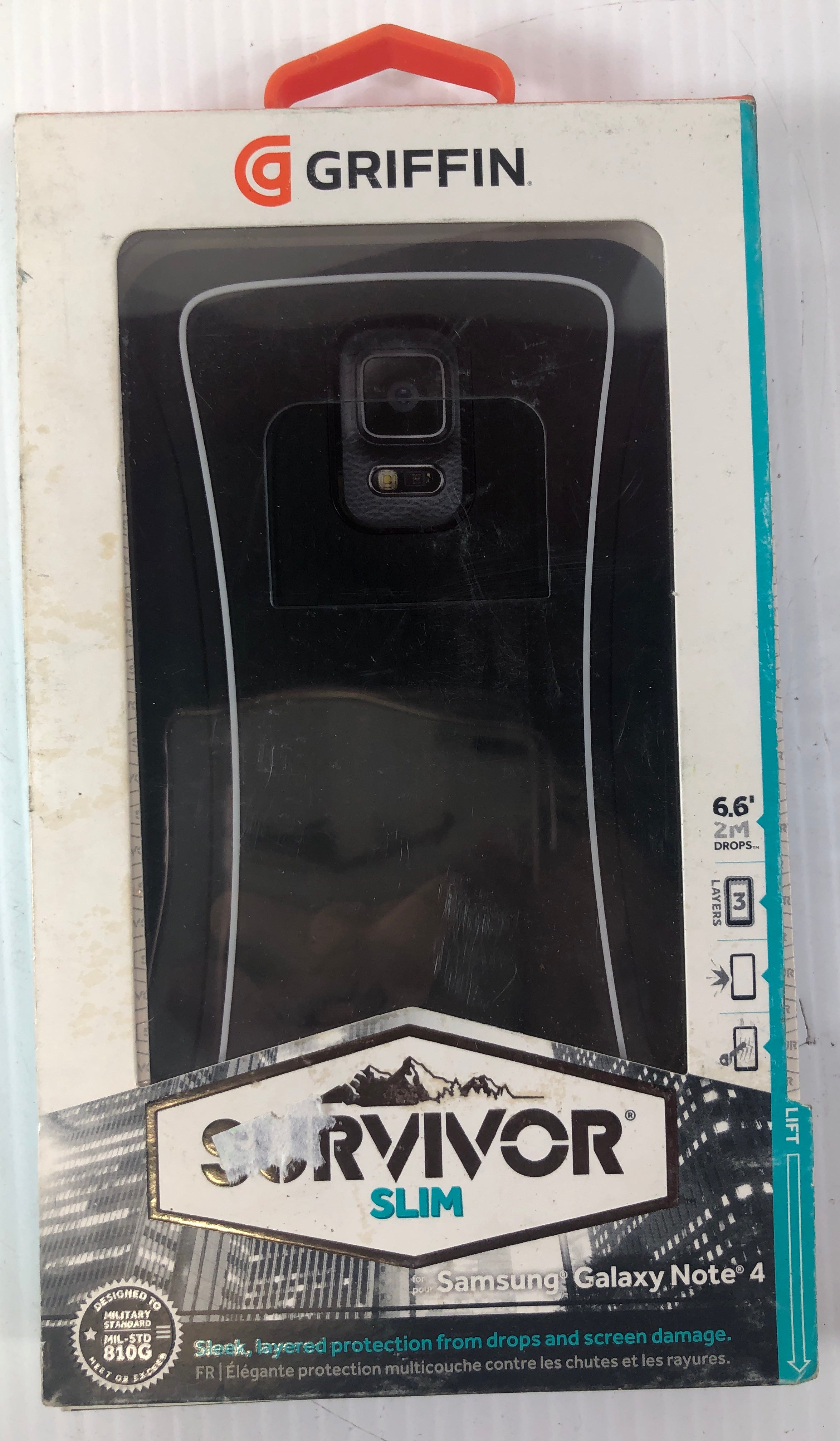 Griffin Survivor Slim Samsung Galaxy Note 4 Case Black with White Trim GB40818