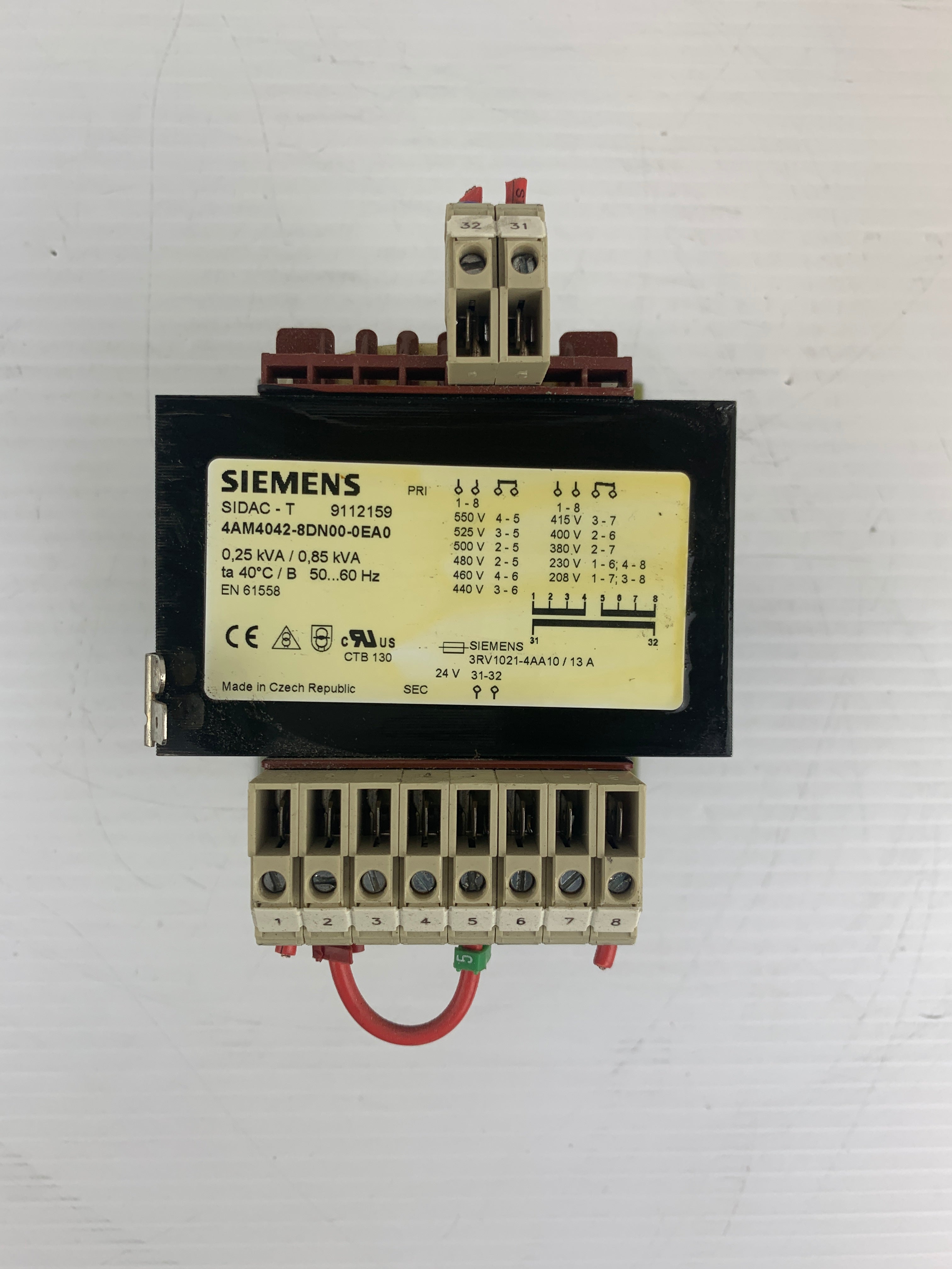 Siemens SIDAC-T Transformer 4AM4042-8DN00-0EA0 0.25/0.85kVA