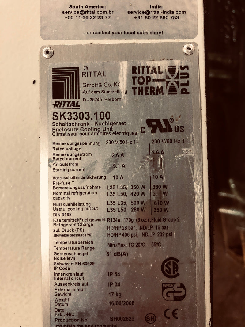 Rittal Top Therm Plus SK3303.100 Cooling Unit Parts Only