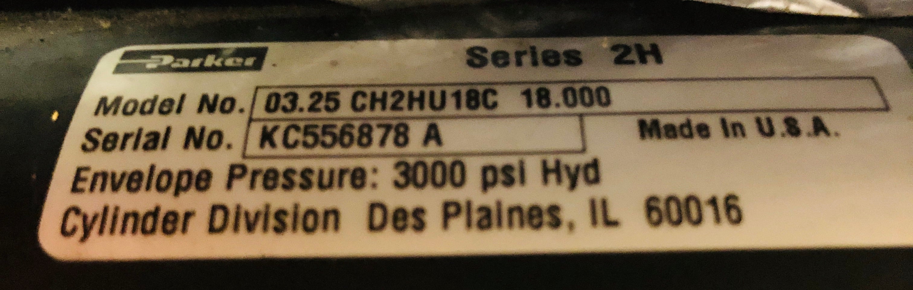 Parker Cylinder Series 2H 03.25 CH2HU18C 18.000