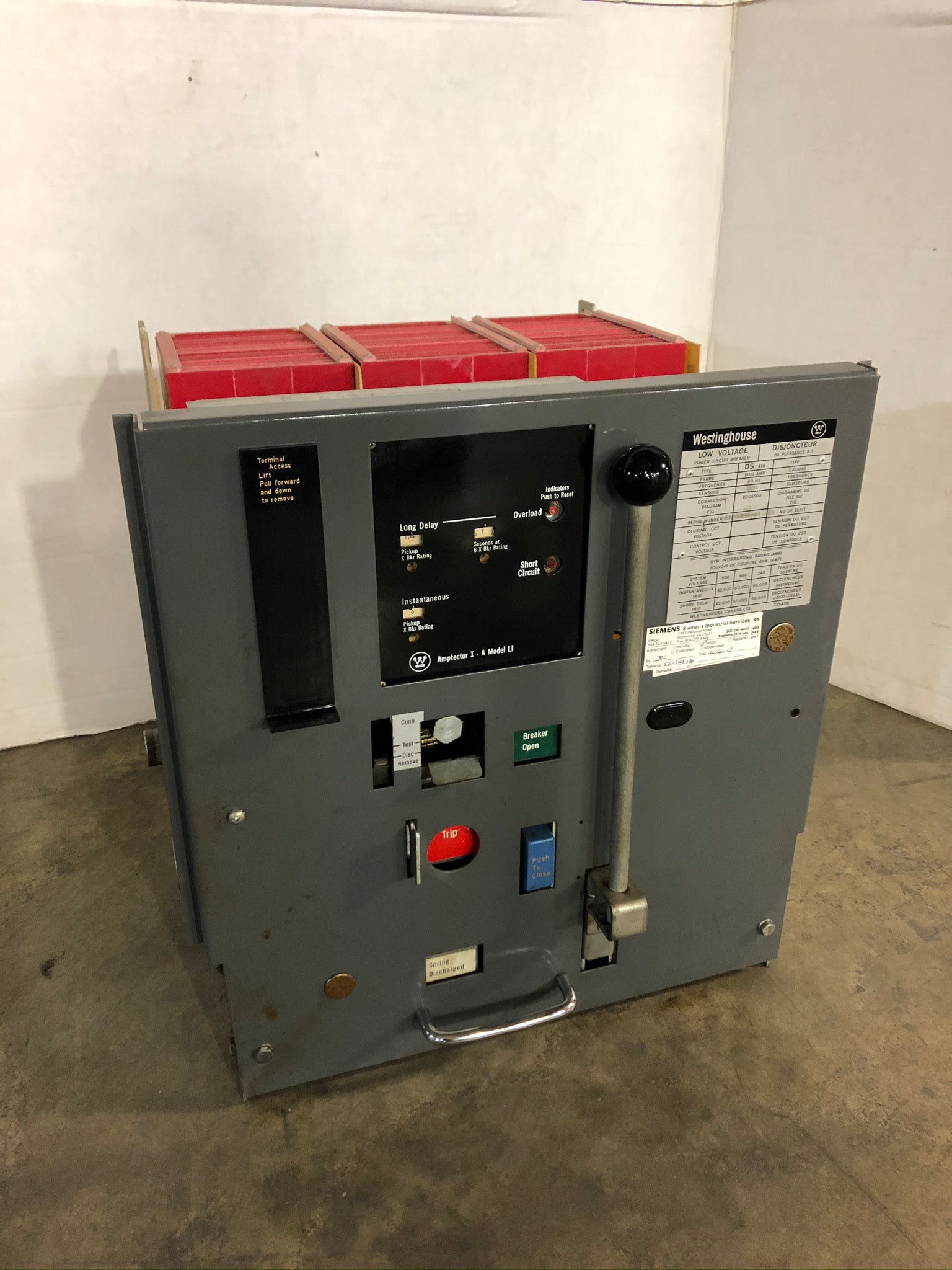 Westinghouse DS 416 Low Voltage Power Circuit Breaker 1600 Amp