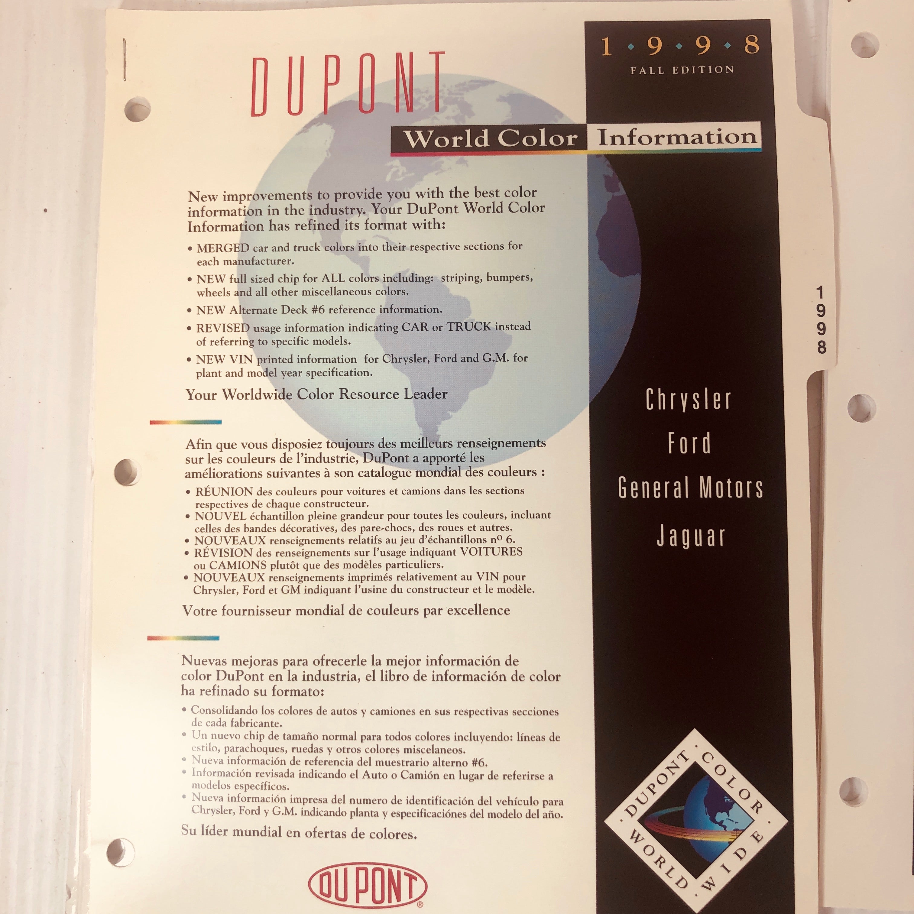 DuPont World Color Information Booklets 1998 and 1999 - Lot of 8