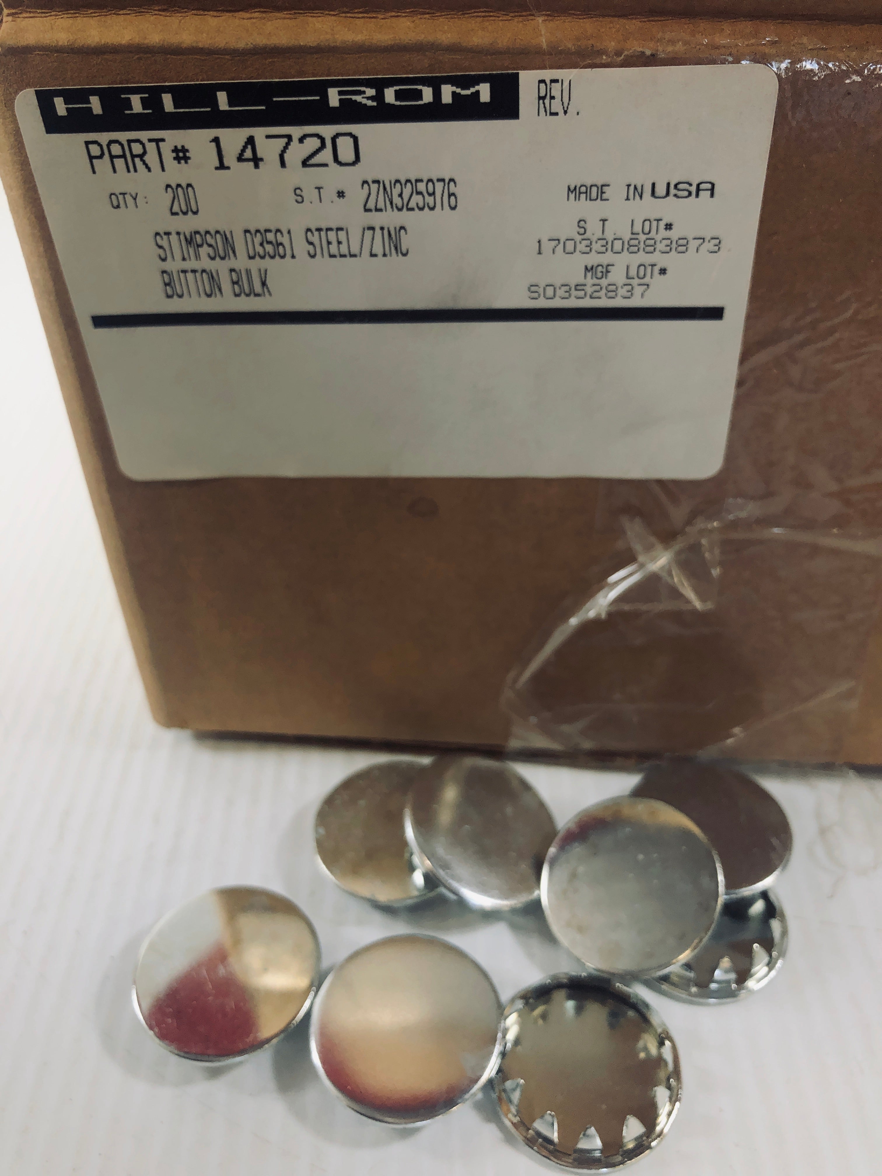 Steel Snap In Button Hole Plug D3561 14720 1.3" O.D. 1.13" I.D. - Box of 200