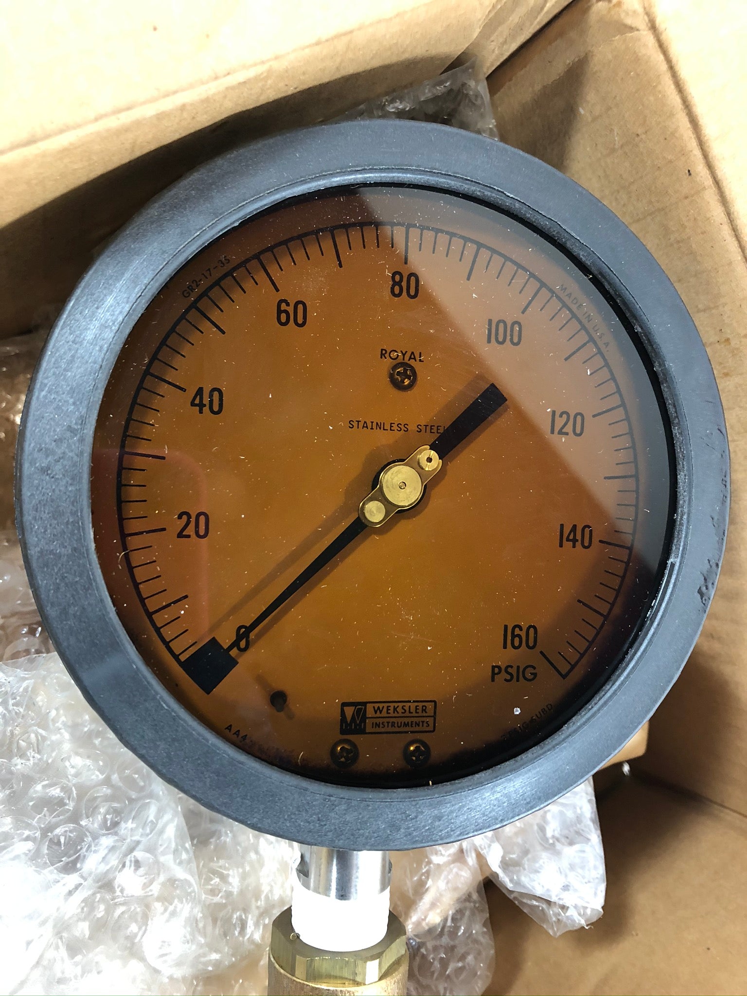 Weksler Instruments 0-160PSI Pressure Gauge Stainless Steel Royal w/Apollo Valve