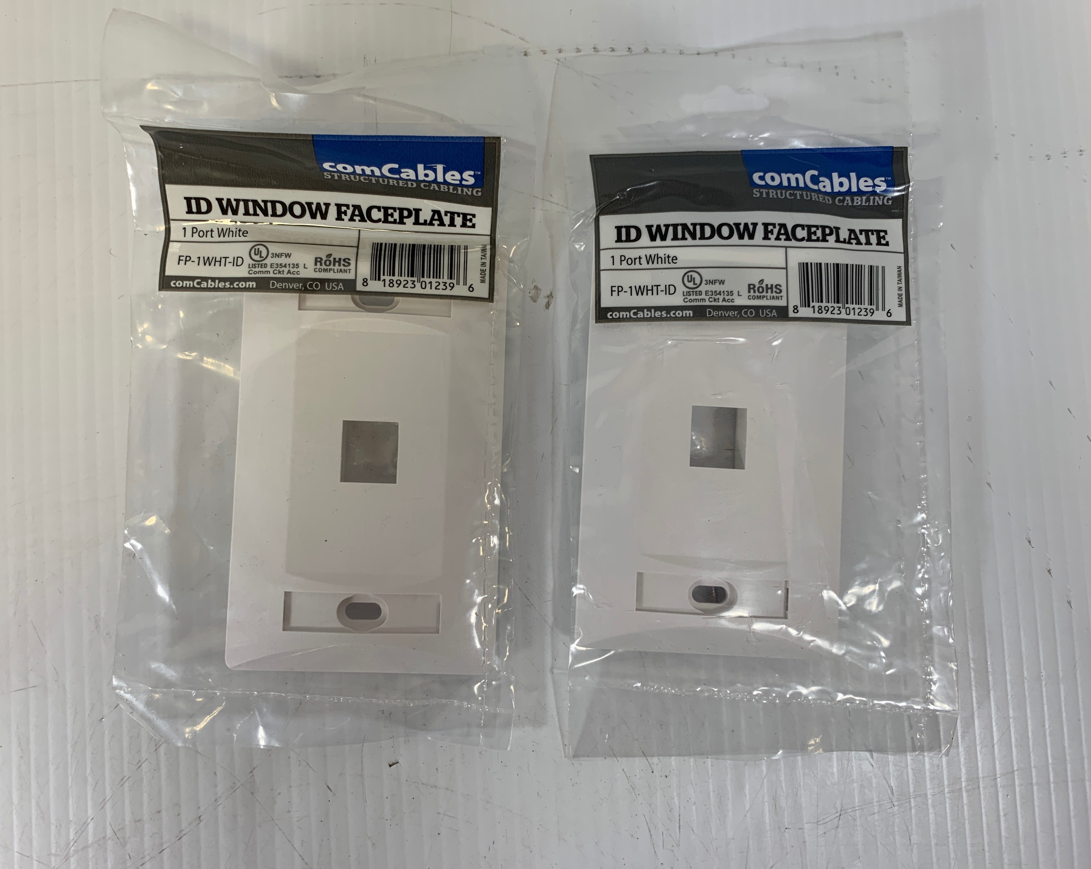 comCables ID Window Faceplates FP-1WHT-ID - Lot of 2
