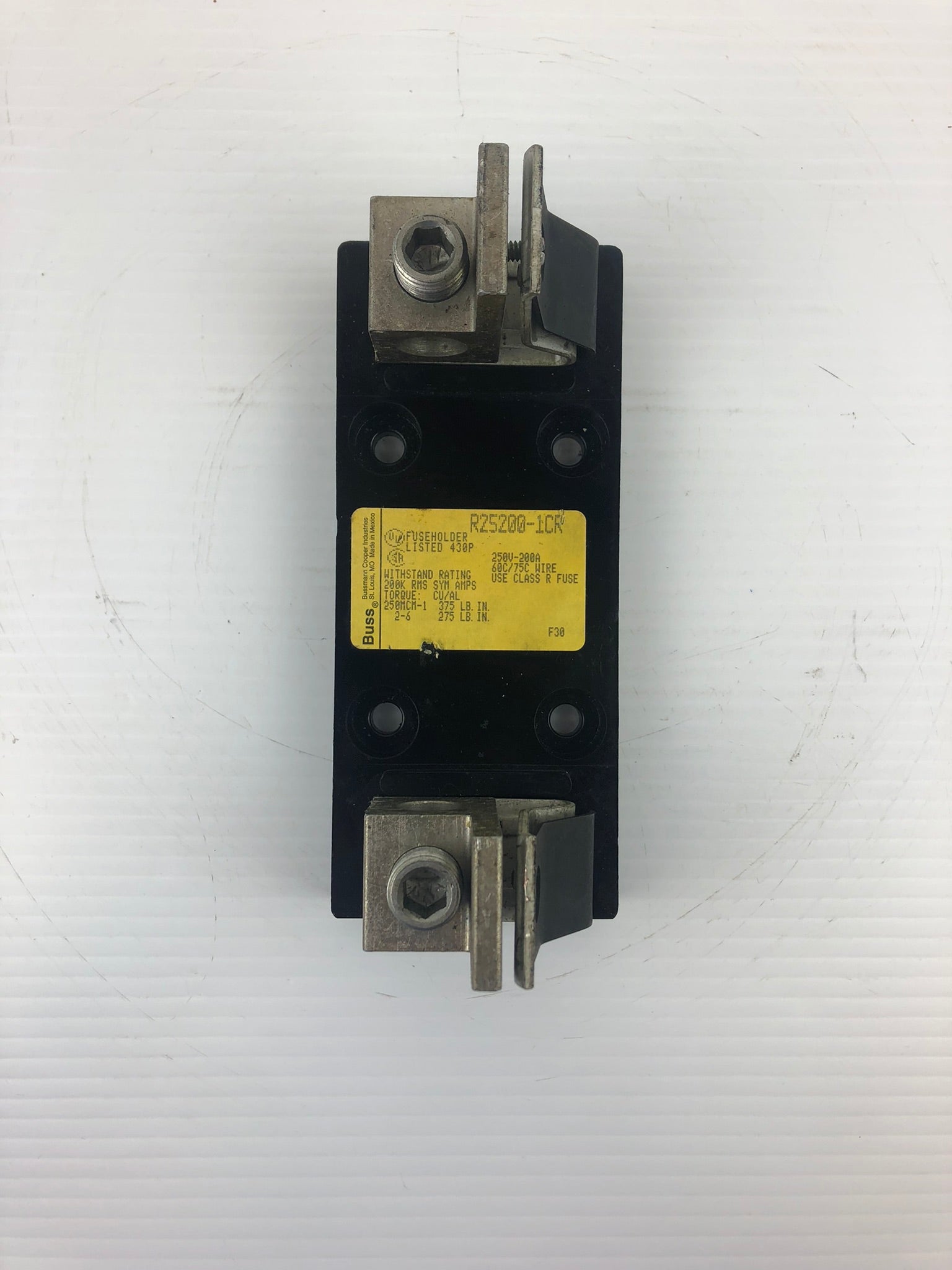 Bussman Cooper R25200-1CR Fuseholder 430P 250V-200A 60C/75C Wire Class R Fuse