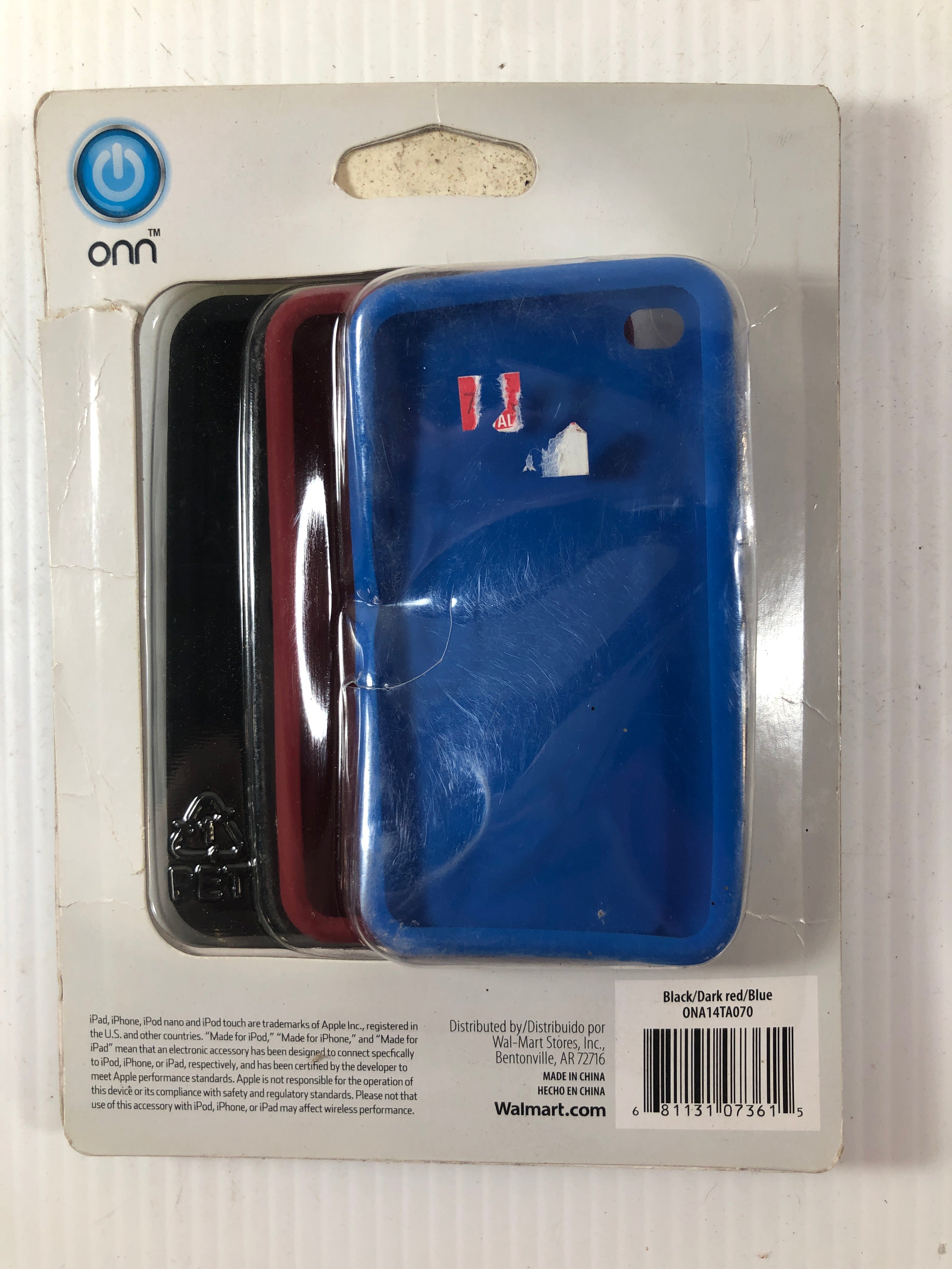 Onn 3 Pack Silicone Cases for iPod Touch 5 & 6 Black Red Blue