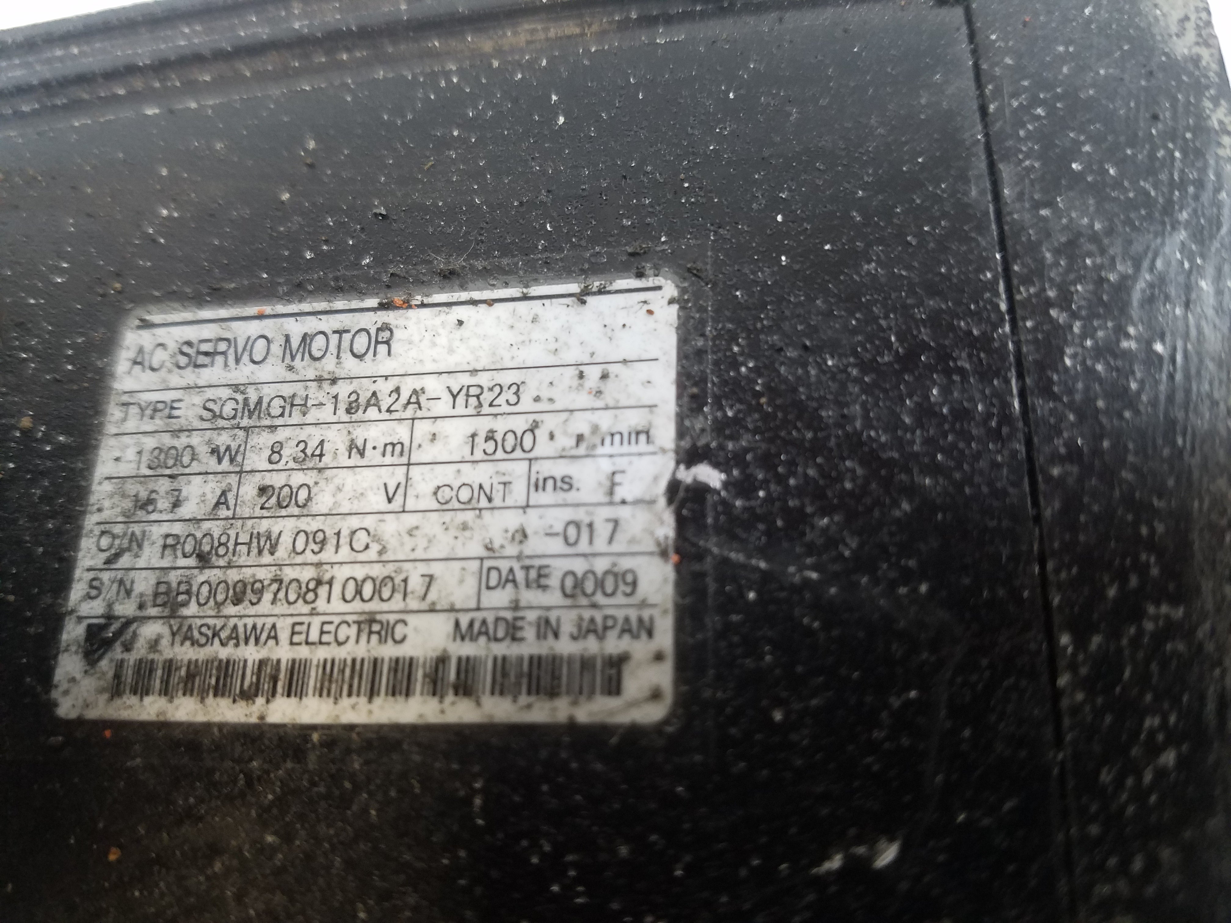 Yaskawa SGMGH-13A2A-YR23 AC Servo Motor 1300W 200V 16.7A