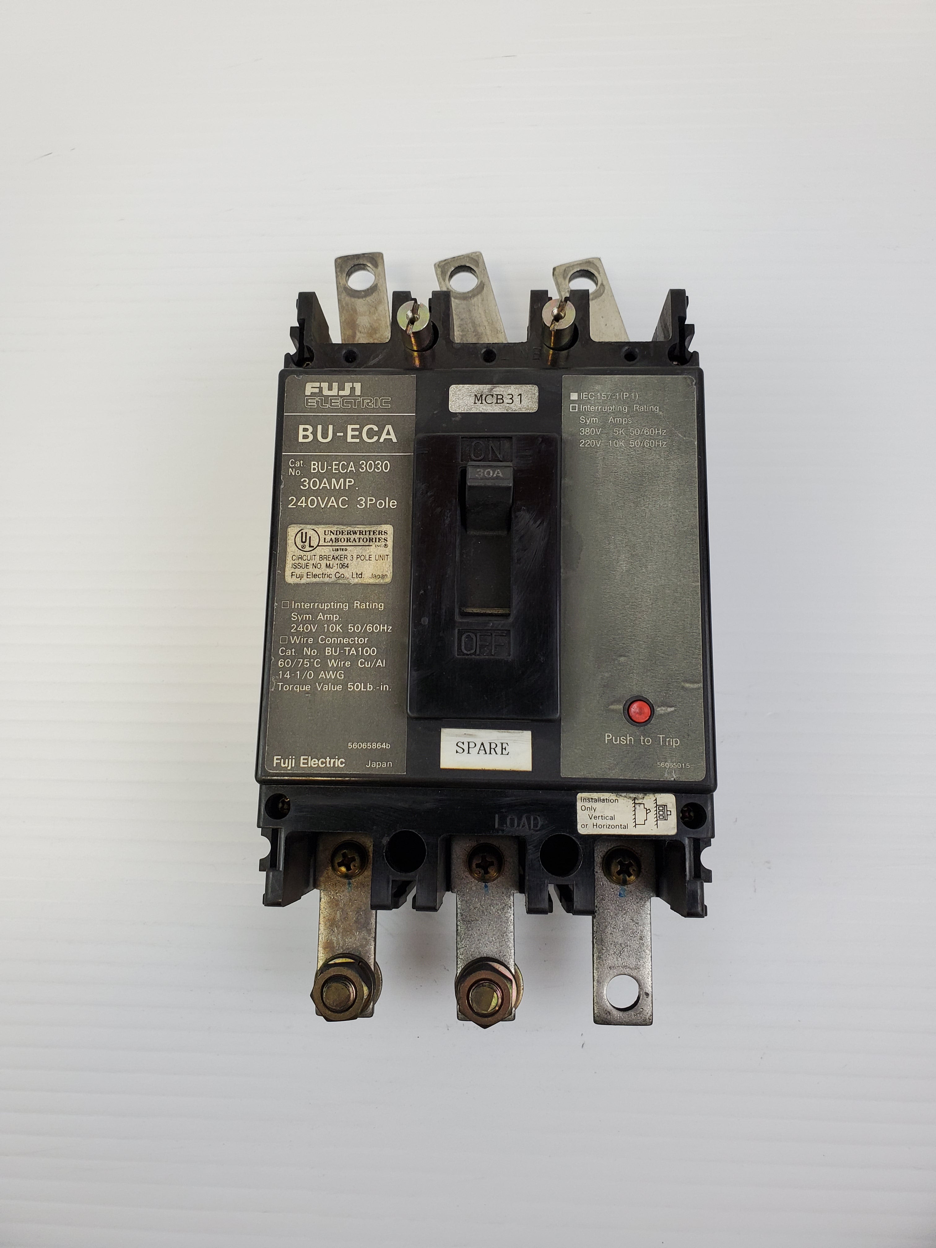 Fuji Electric BU-ECA 3030 Circuit Breaker 30A 240VAC 3 Pole BU-TA100