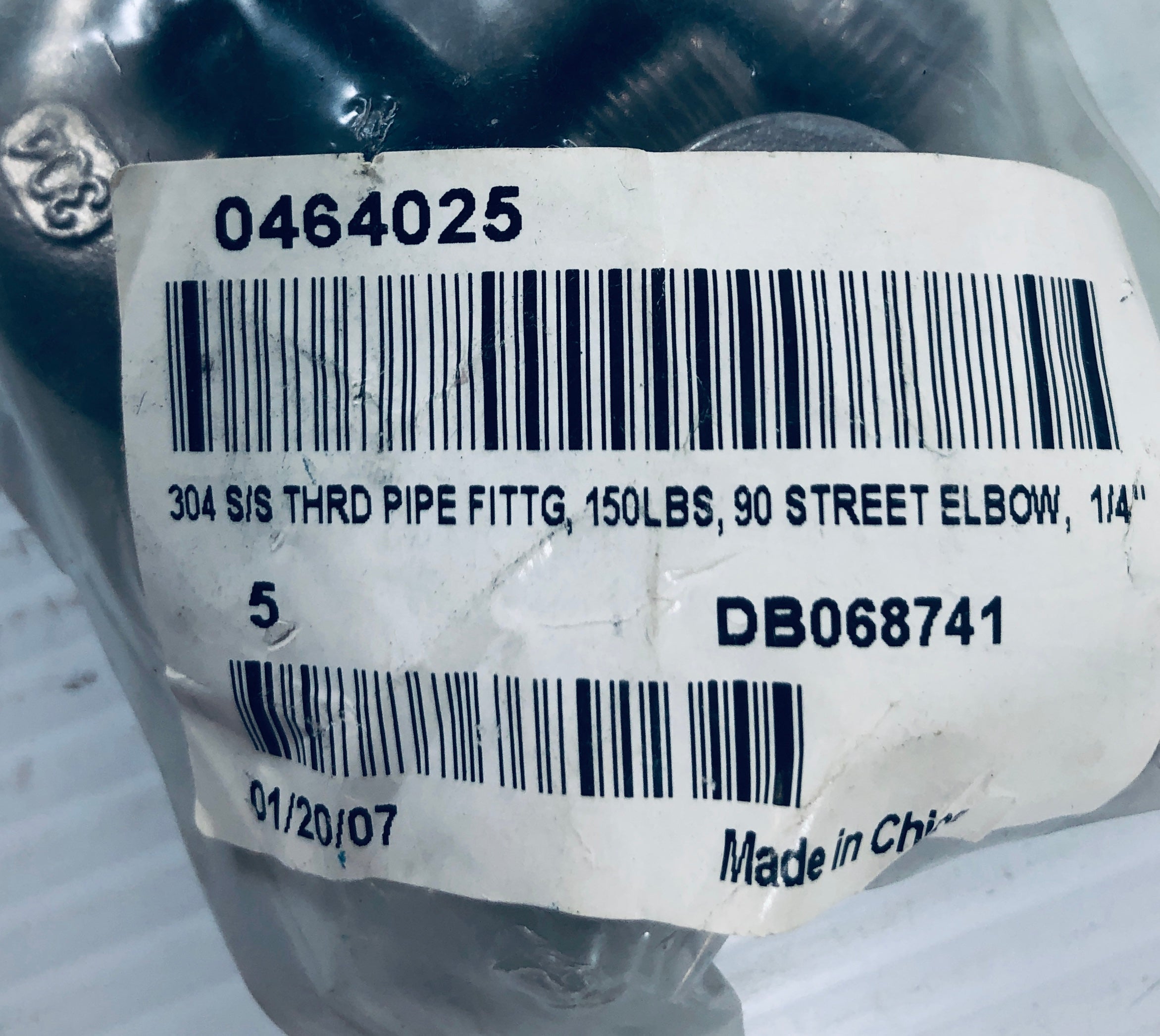 Fastenal 304 S/S Pipe Fitting 150 LBS 90 Street Elbow 1/4" 0464025 (Lot of 5)