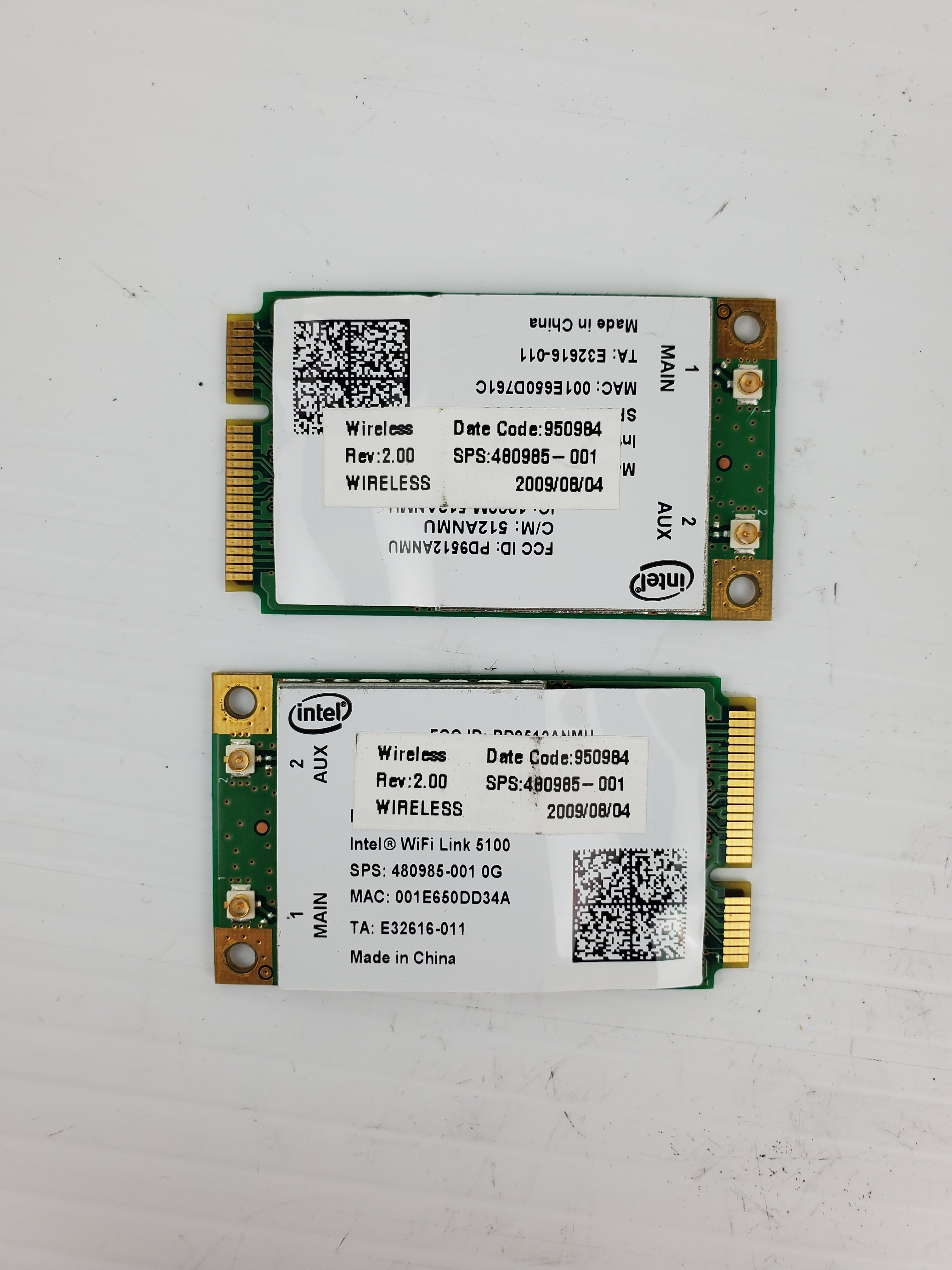 HP 480985-001 Wi-Fi Wireless Laptop Card (Lot of 2)