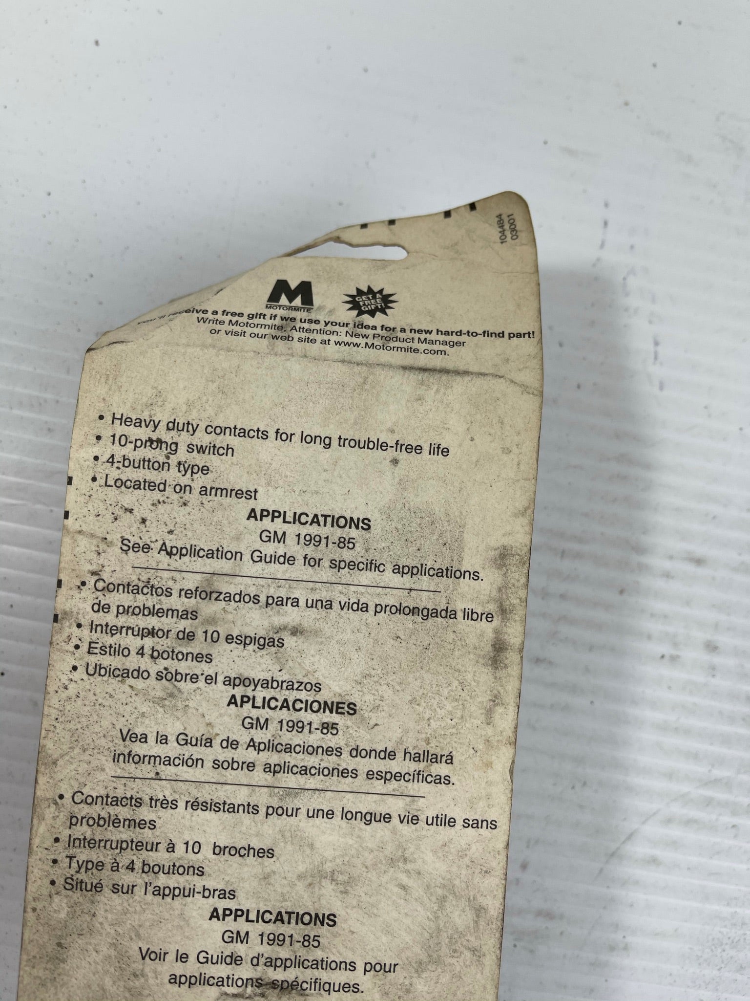 Help! Motormite Power Window Switch GM 1985 - 1991 49219