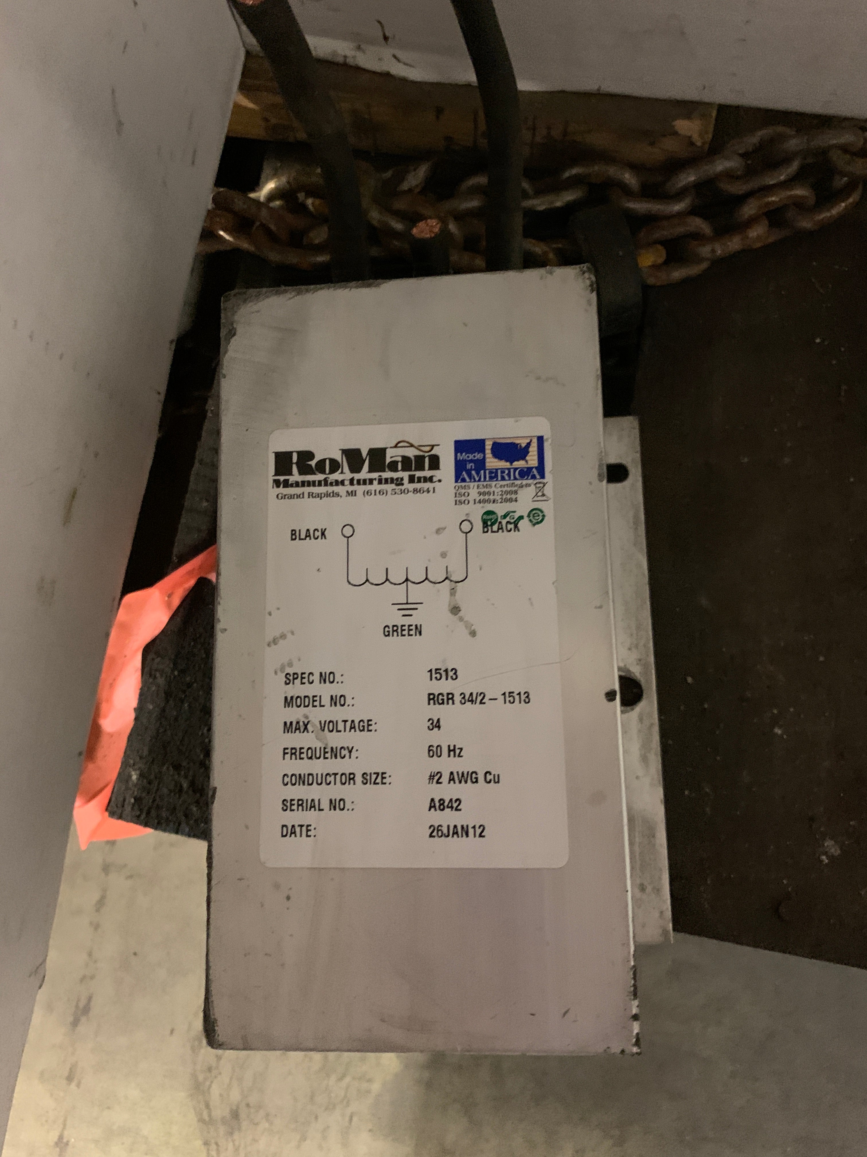 RoMan RGR 34/2-1513 Welding Grounding Reactor A842