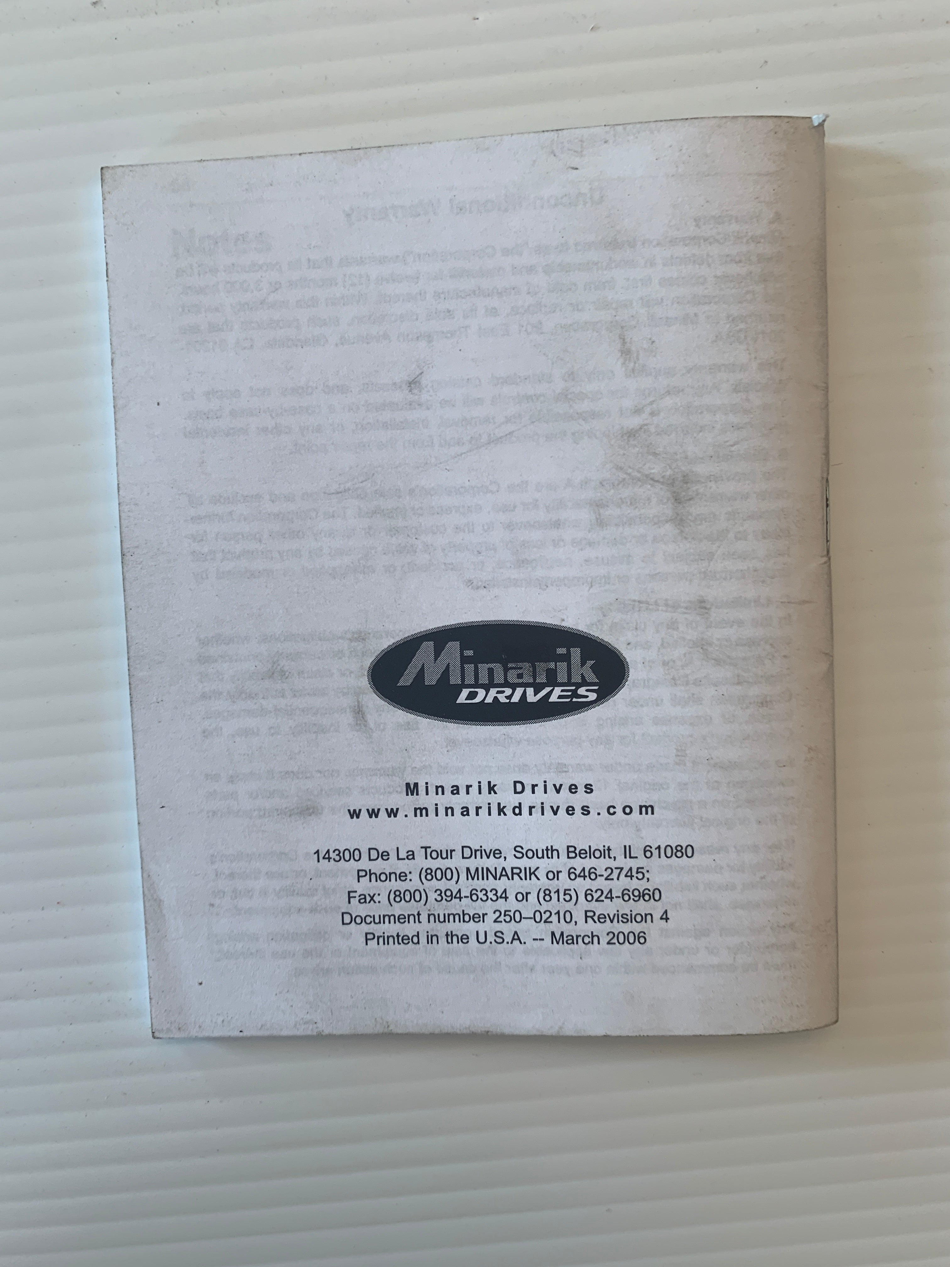 Minarik RG500 User Manual