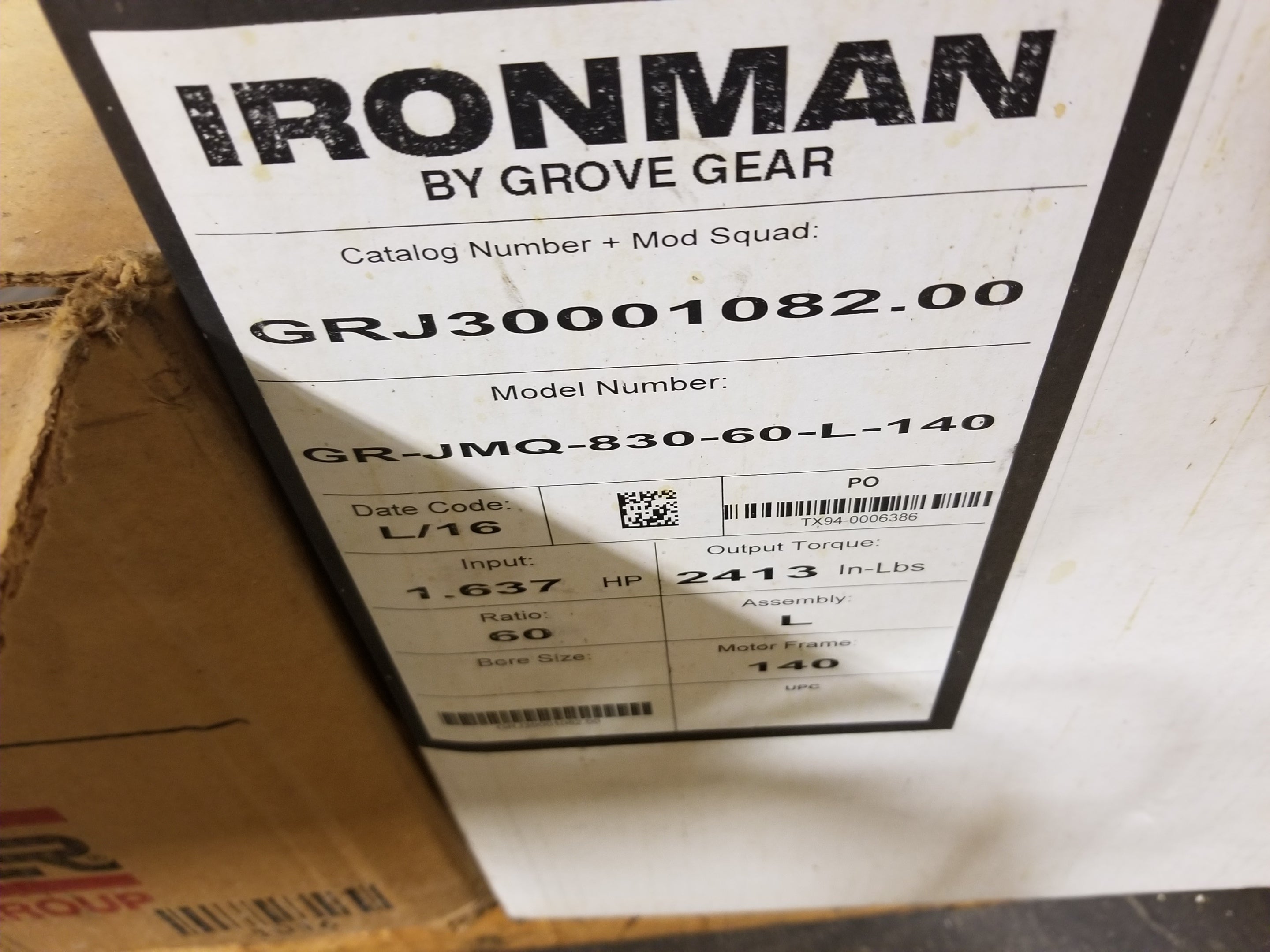 Grove Gear GR-JMQ-830-60-L-140 Gear Reducer 60:1