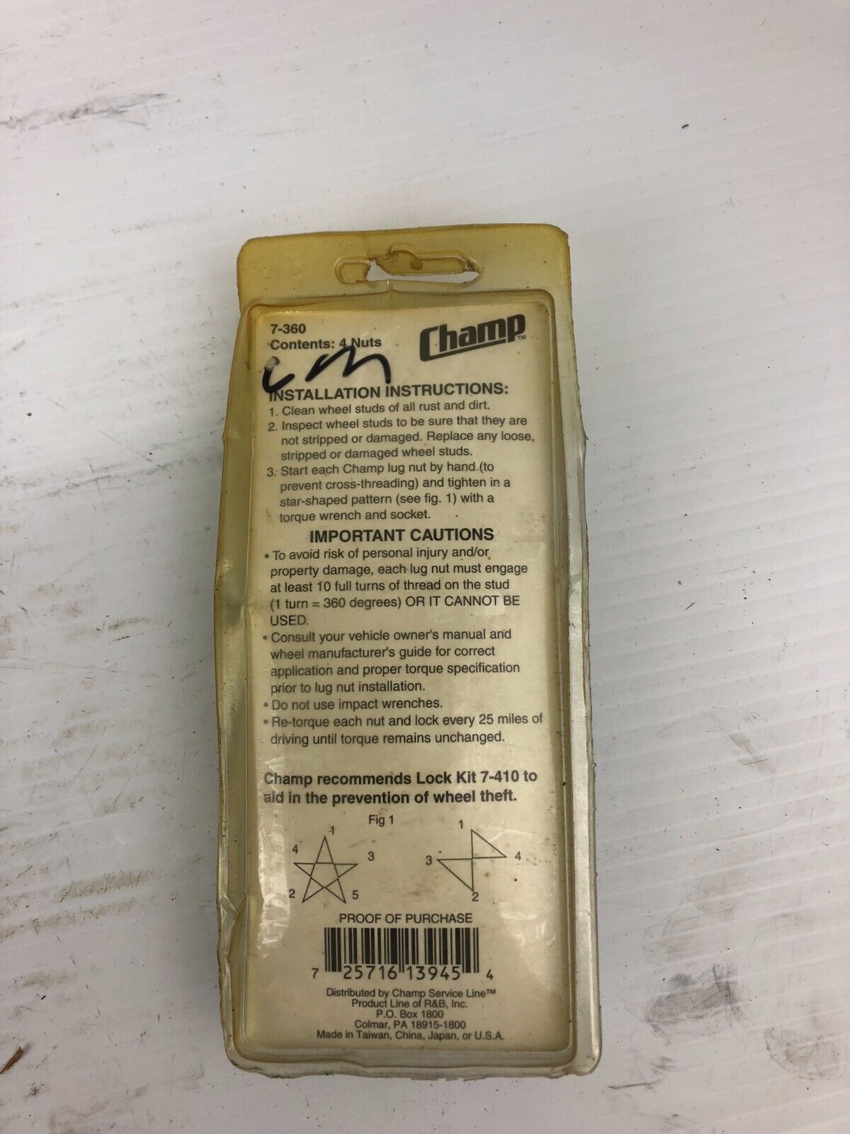 Champ 7-360 Lug Nuts Acorn 7/16" RH