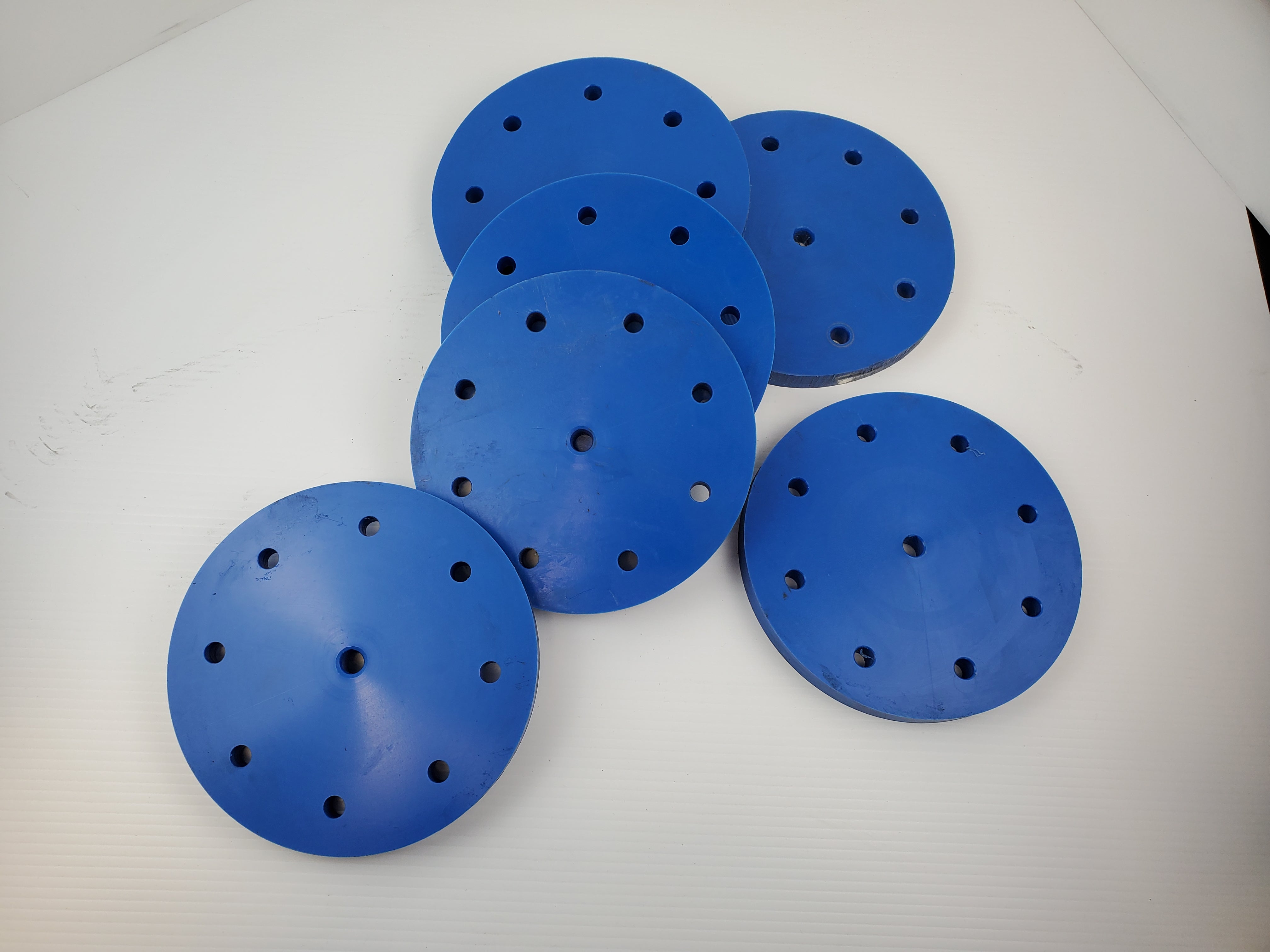 Blue Poly Plastic Round Disc with Holes DIY Home Decor Craft Art Disc - Lot of 6