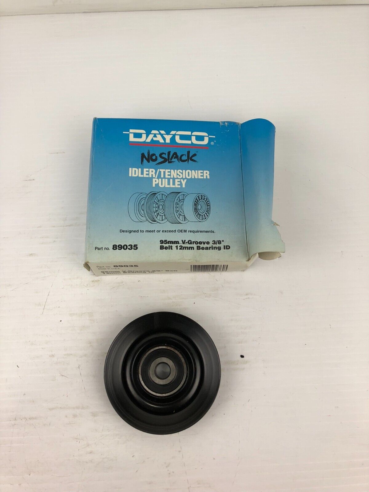 Dayco 89035 No Clack Idler/Tensioner Pulley 95mm V-Groove 3/8" Belt 12mm Bearing