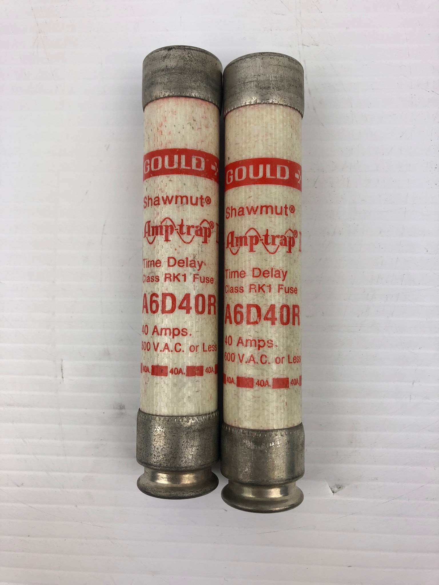 Gould Shawmut A6D40R Time Delay Fuse 40 AMP 600 VAC Or Less (Lot of 2)