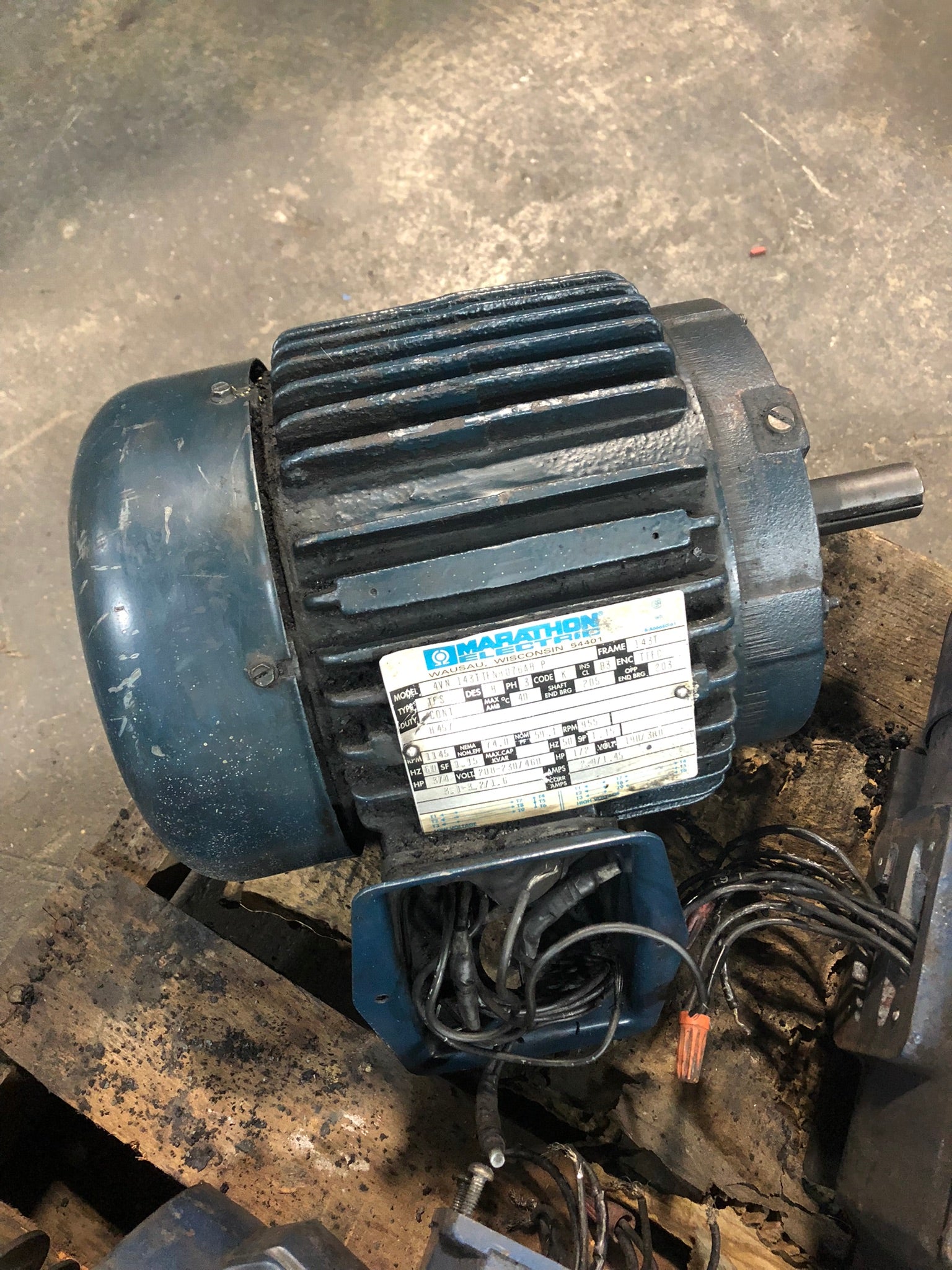 Marathon Electric Motor 4VN143TTFN8076AB P 3/4 HP 208-230/460V 1/2HP 190/380V