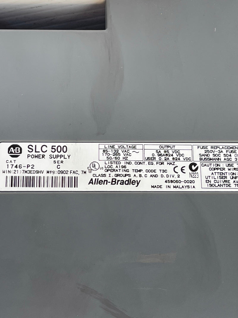 Allen Bradley 13 Slot Rack SLC 5/04 CPU 6 Input DC Sink 5 Output Source Counter