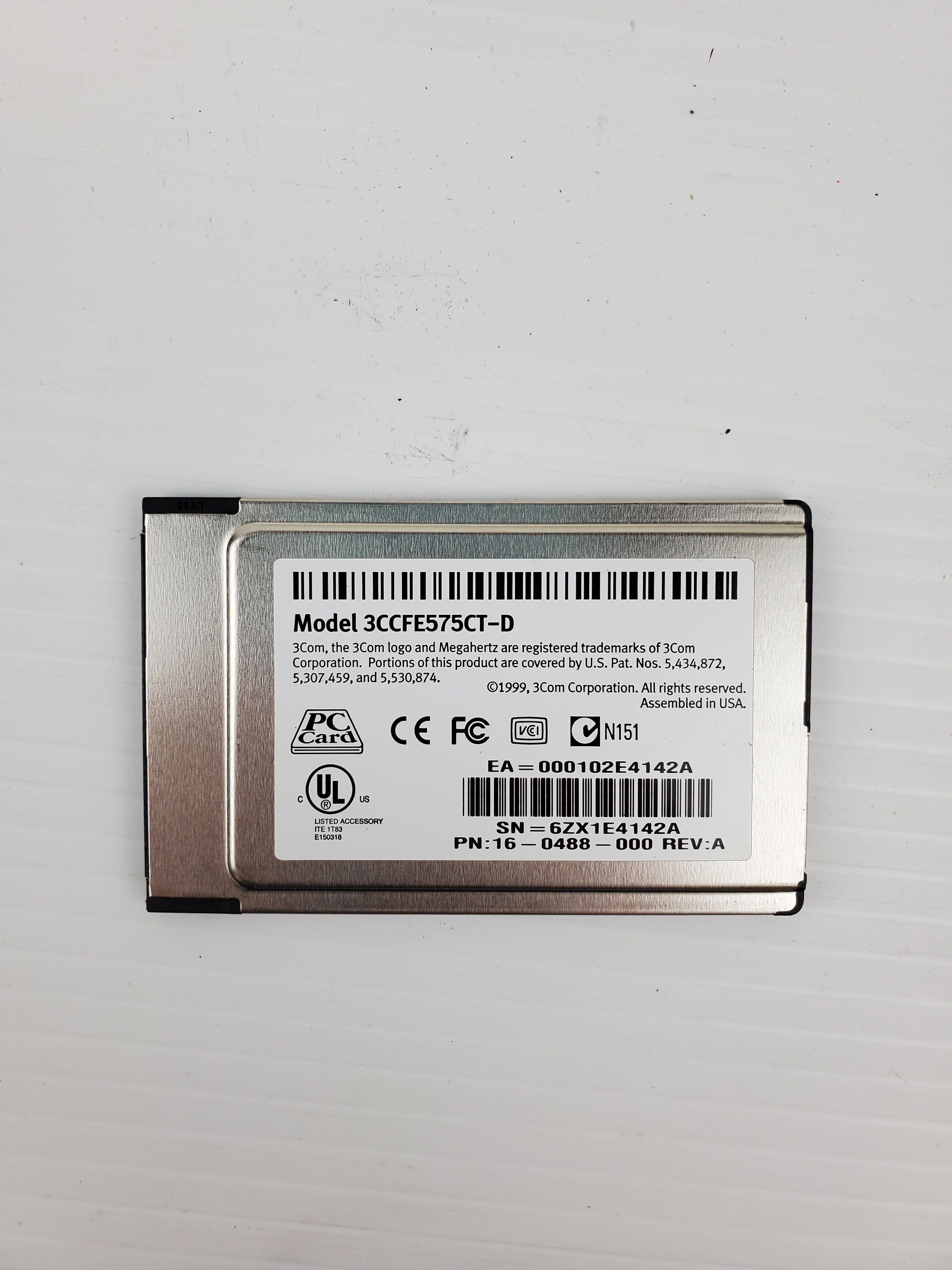 Dell 3CCFE575CT-D Laptop Fast Ethernet 10/100 Base-TX PC Card