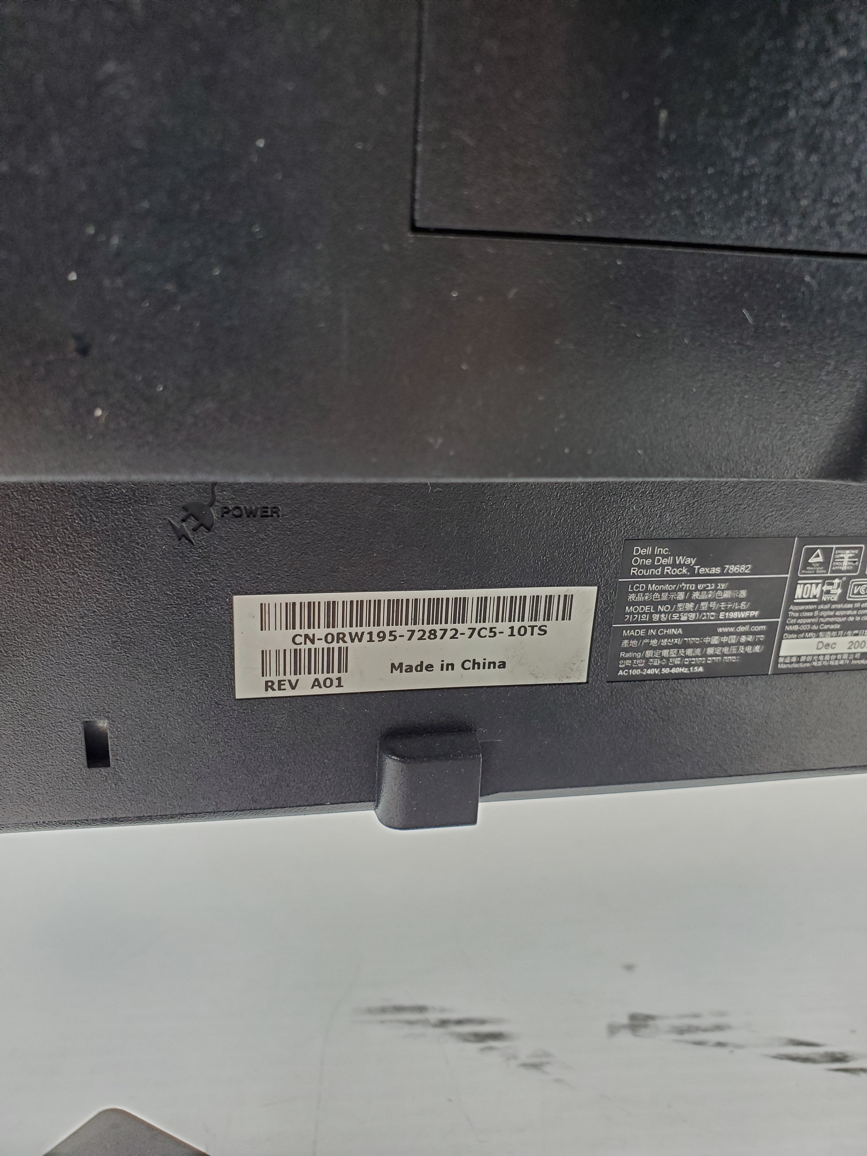 Dell E198WFPf Computer Monitor - No Cord