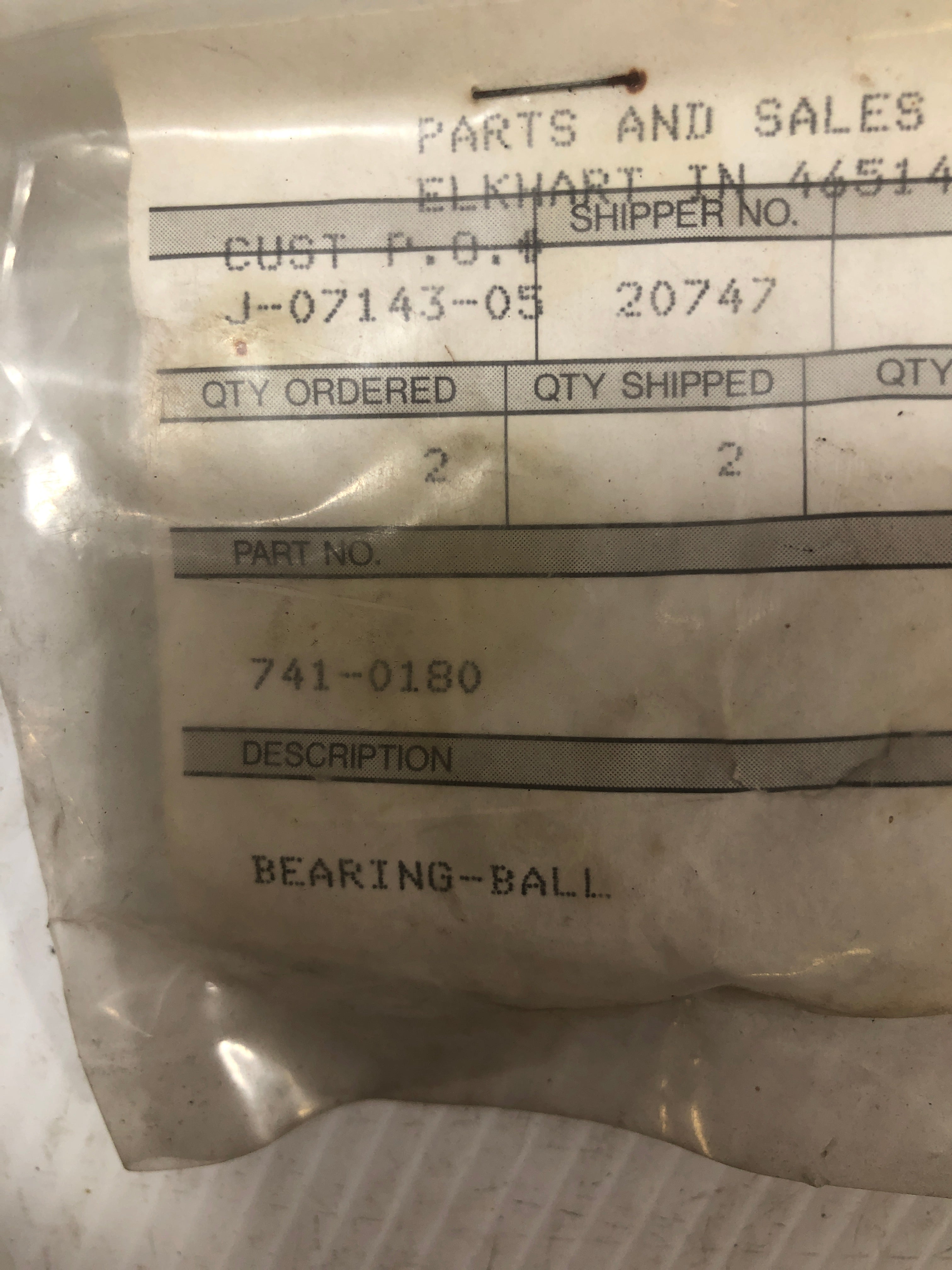 Ball-Bearing 741-0180 Lot of 2