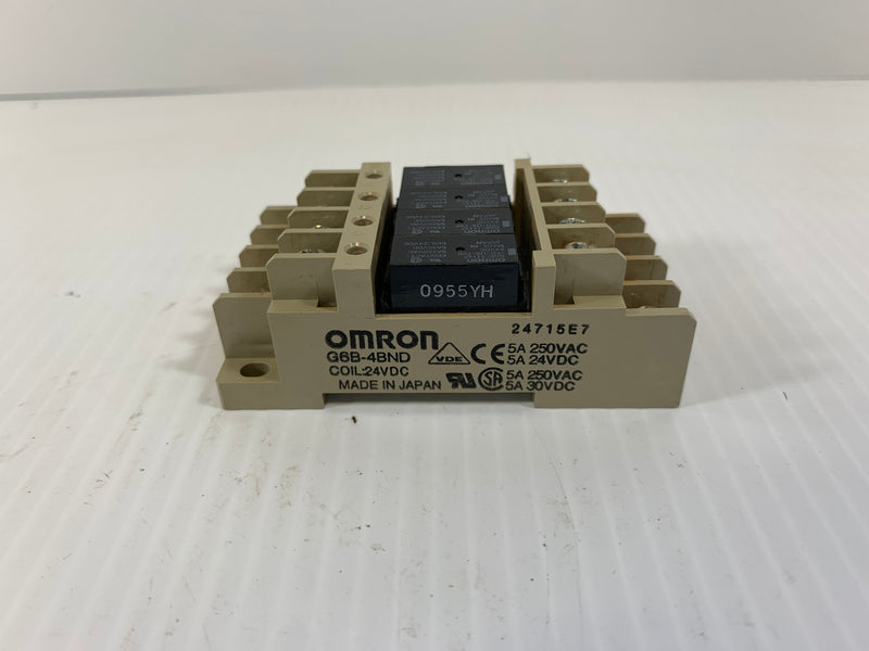 Omron (4) G6B-1114P-FD-US-P6B Relays with G6B-4BND Base 24VDC