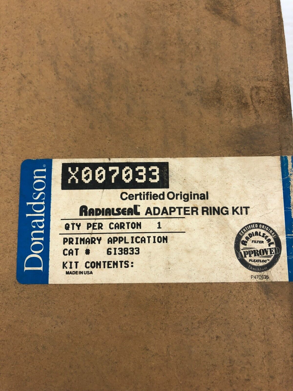 Donaldson X007033 Adapter Ring Kit 613833