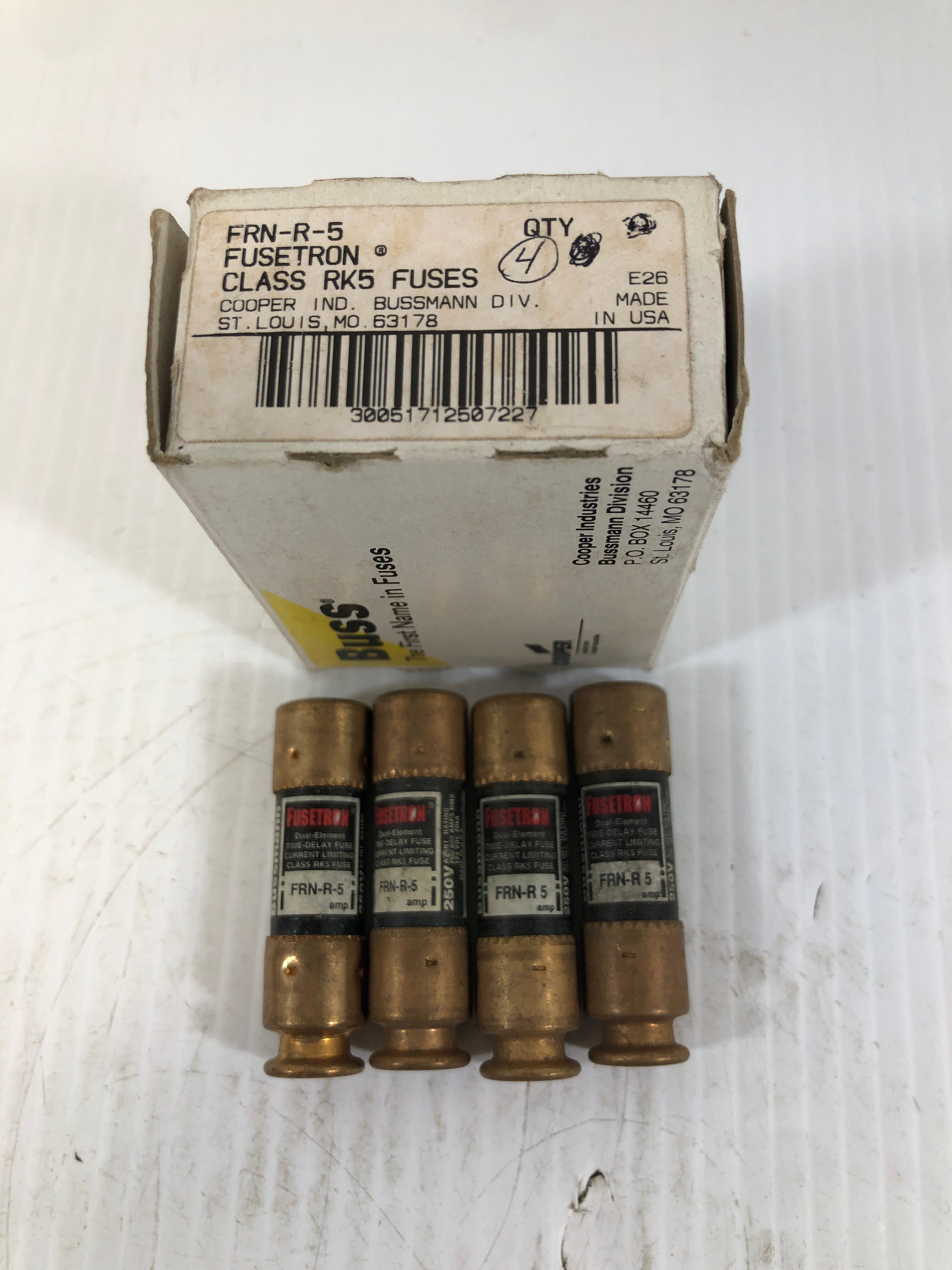 Buss Fusetron FRN-R-5 Fuse Class RK5 - Lot of 4