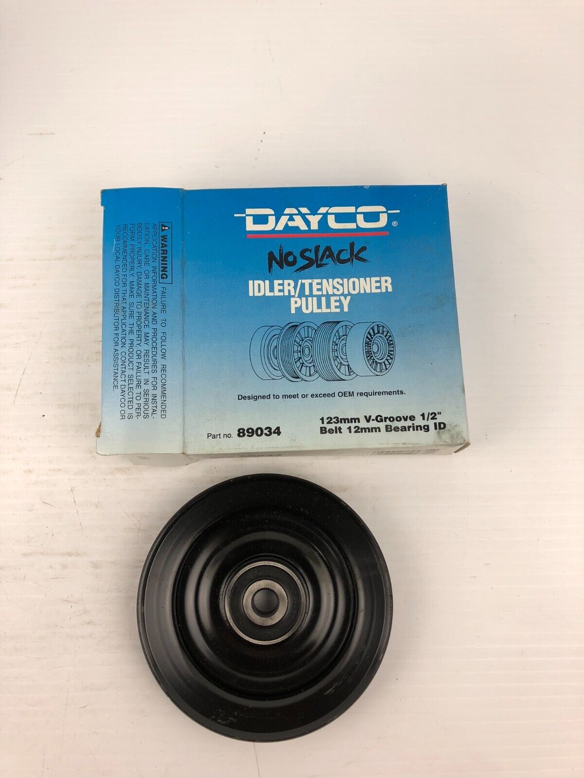 Dayco 89034 No Clack Idler/Tensioner Pulley 123mm V-Groove 1/2" Belt 12m Bearing