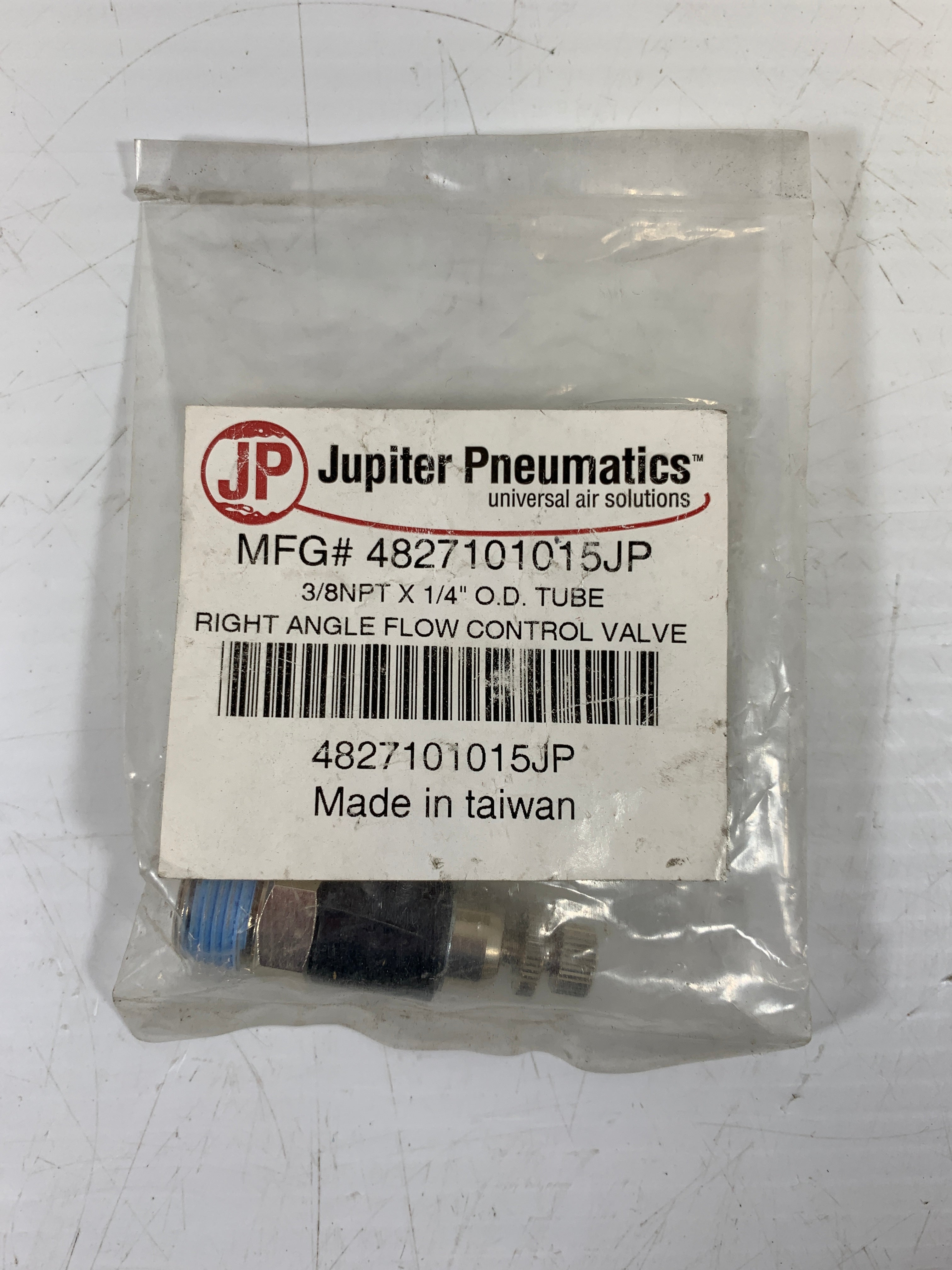 Jupiter 4827101015JP Right Angle Flow Control Valve 3/8 NPTx1/4 O.D.
