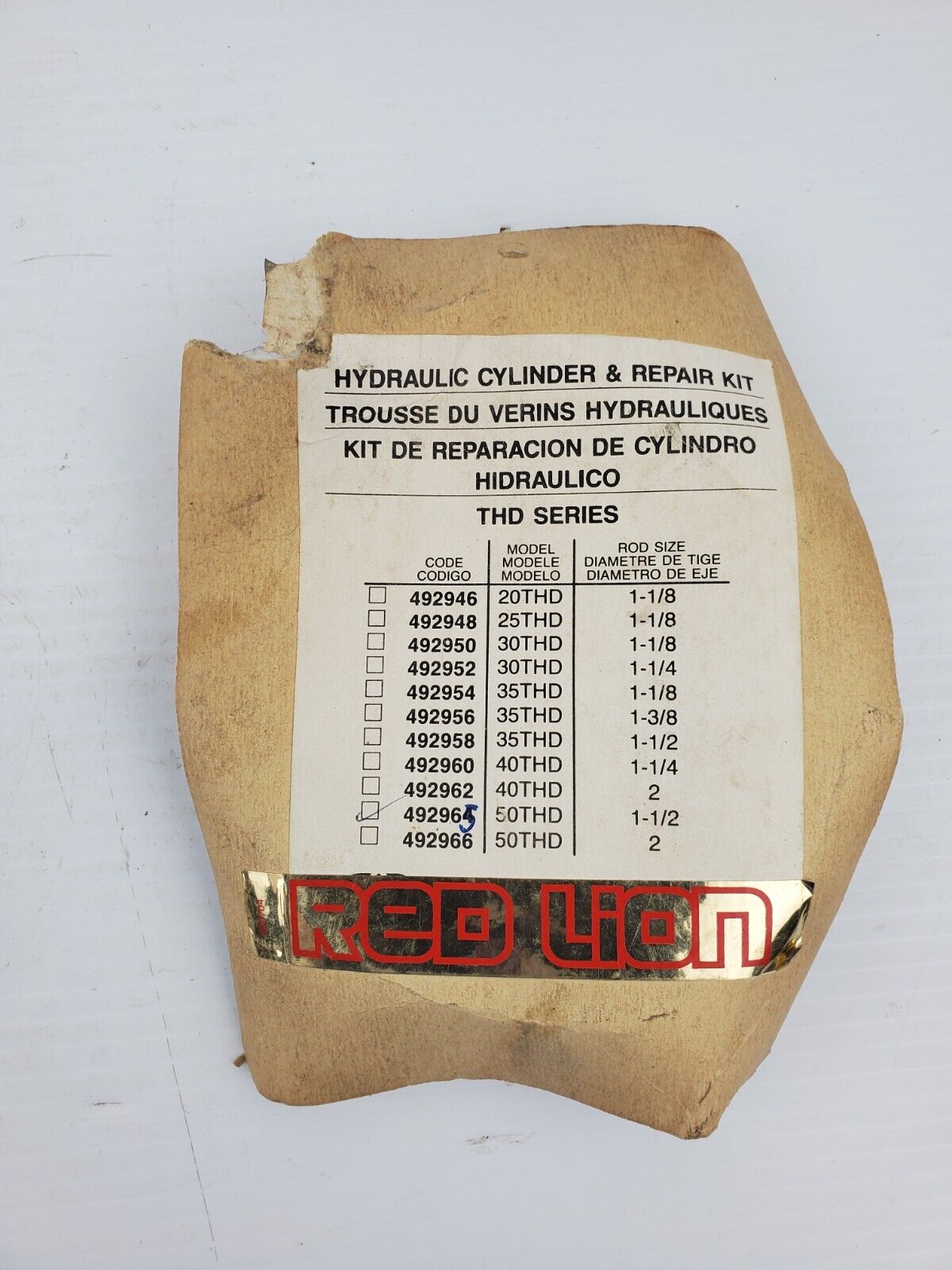 Red Lion 492965 1-1/2" Hydraulic Cylinder and Repair Kit 50THD