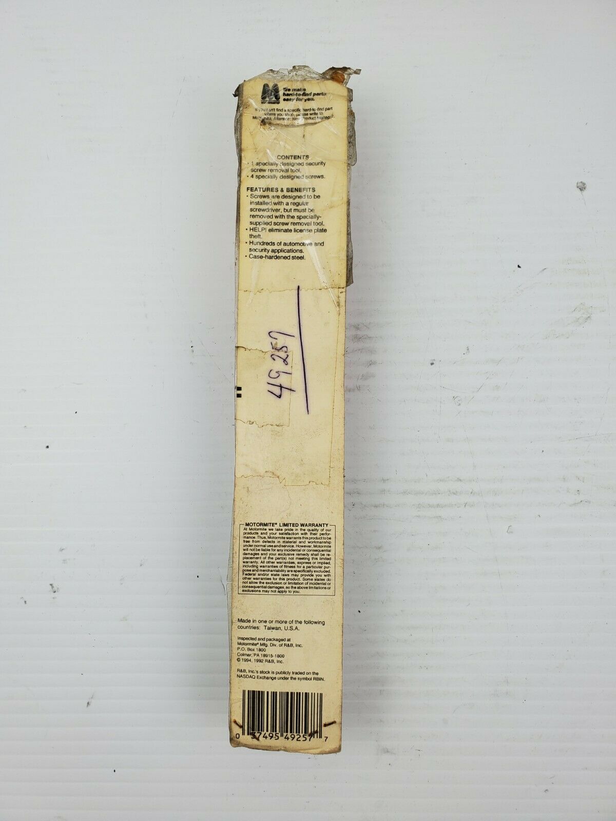 Help! 49257 Security Screw Removal Tool (Tool Only) Dorman 49257 Universal Tool