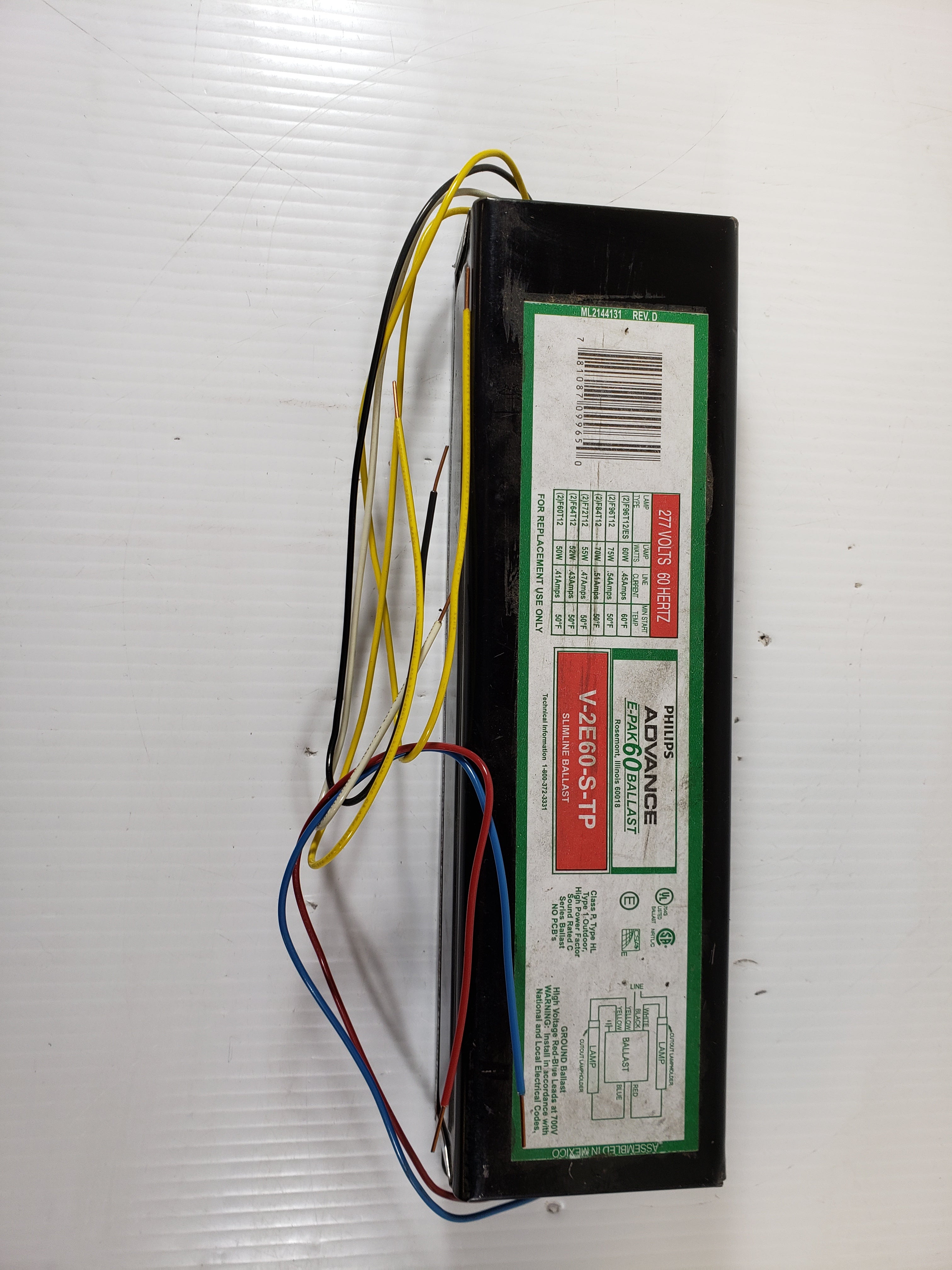 Philips Advance E-PAK 60 Ballast V2E60STP