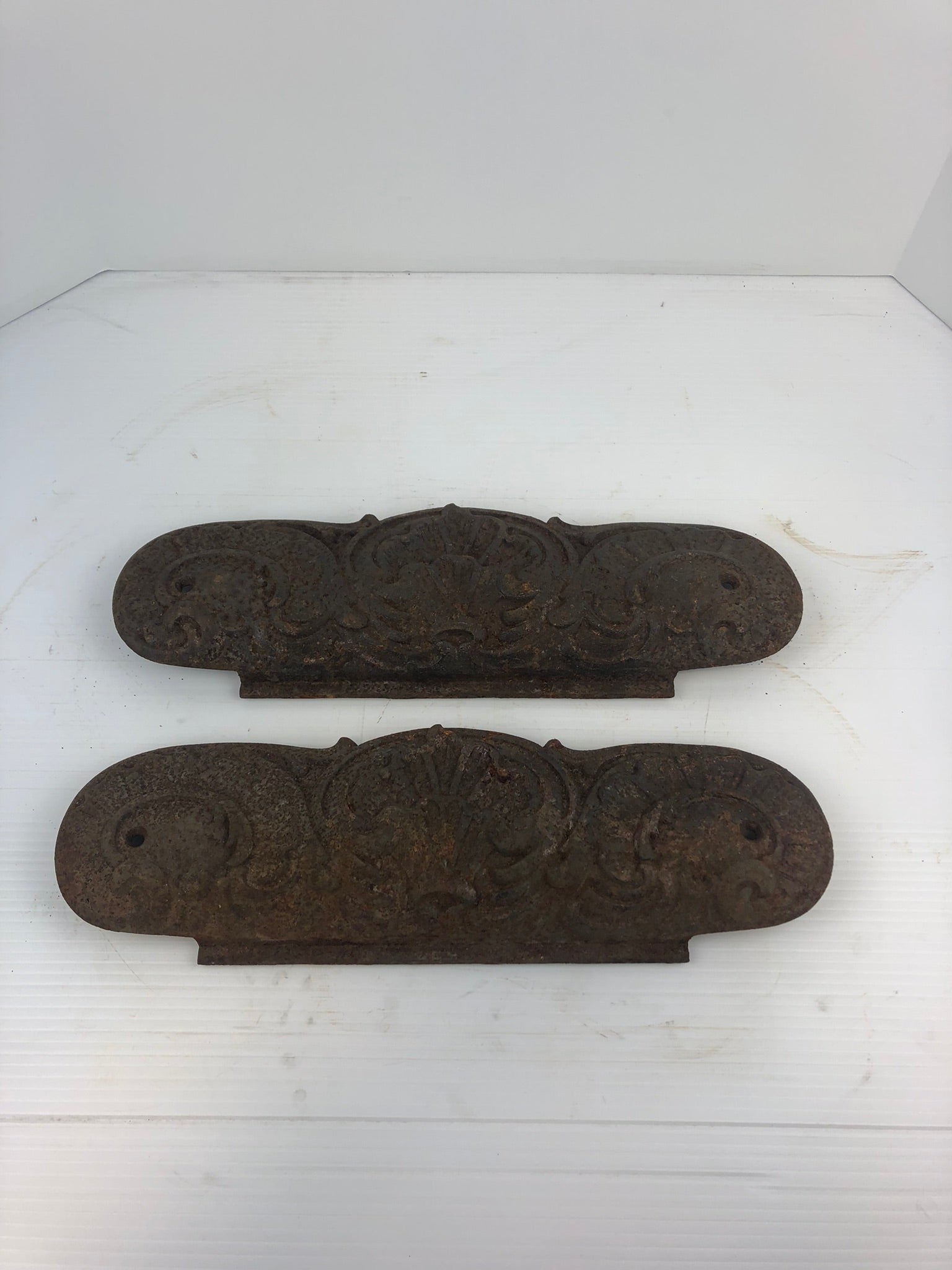 Antique Foster Stoves and Ranges Cast Iron 17" Decorative Panel (Lot of 2)