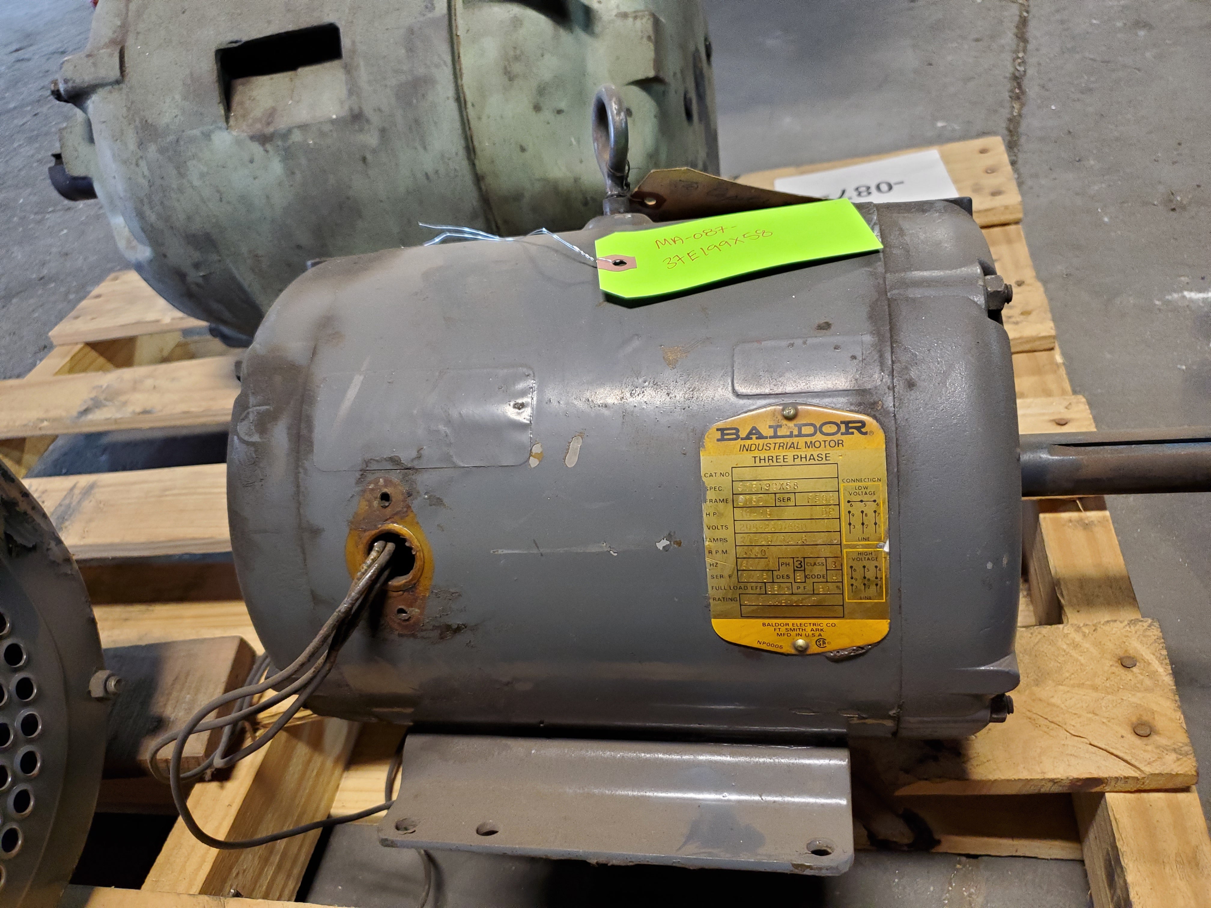 Baldor 37E199X58 Motor 3 PH 60 Hz 10-13 HP 215Z Frame 5450 RPM