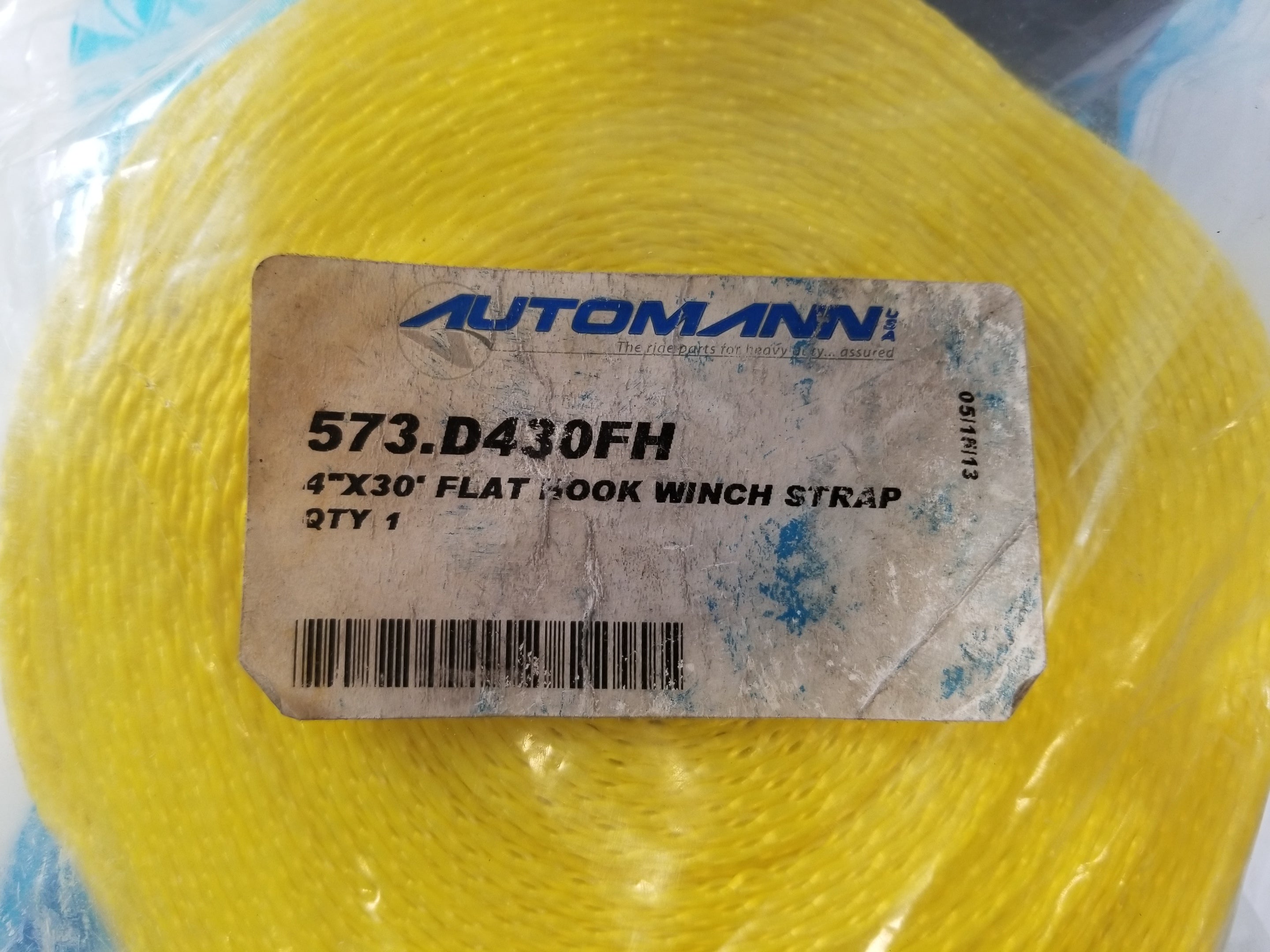 Automann 573.D430FH 4" x 30' Flat Hook Winch Strap