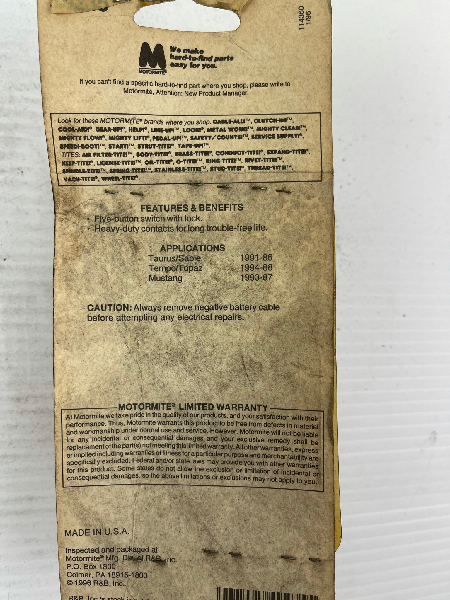 Help! Motormite 49235 Power Window Switch Ford Mercury