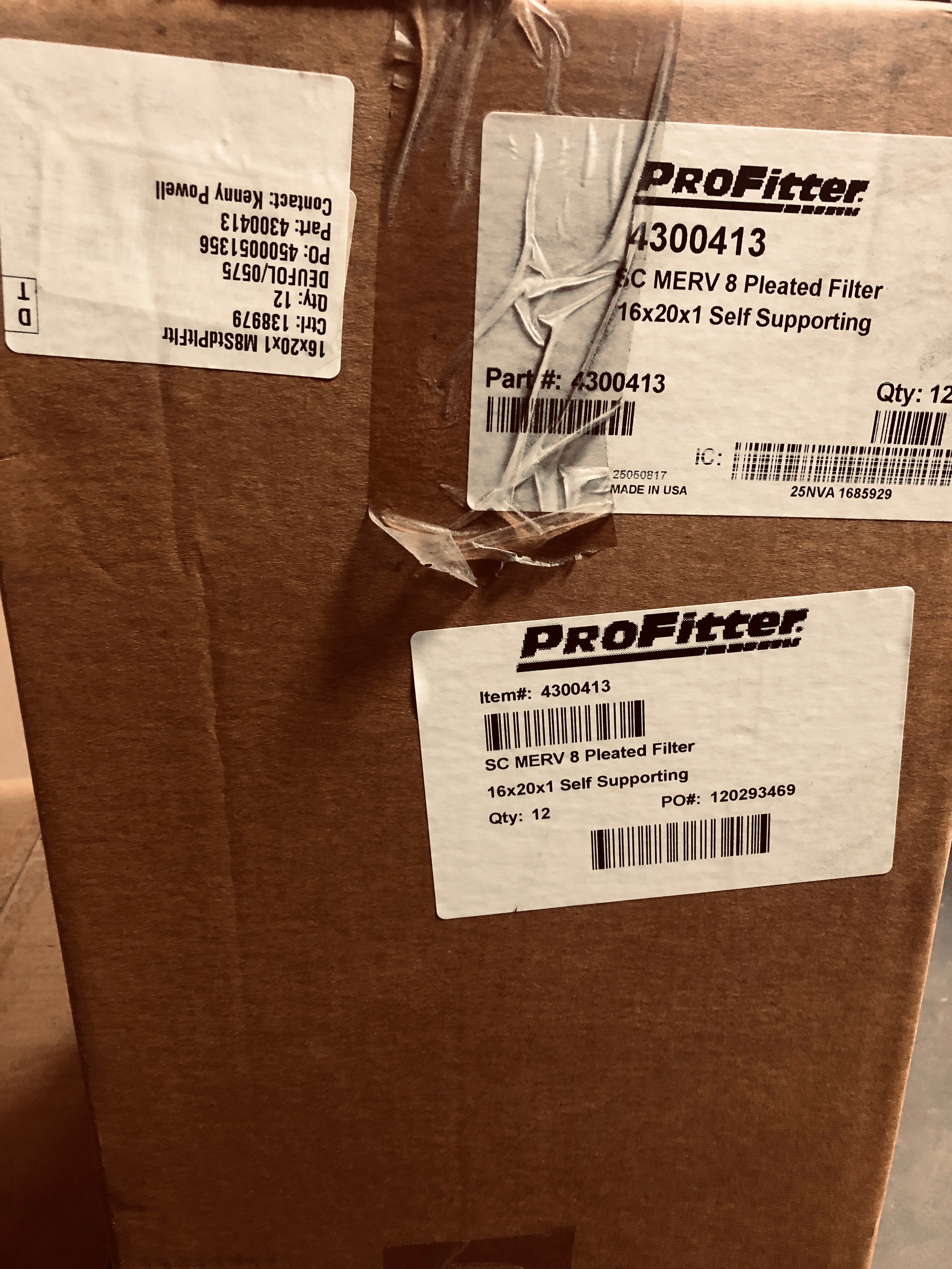 ProFitter Pleated Filter 16 x 20 x 1 Self Supporting 4300413 (Case of 12)