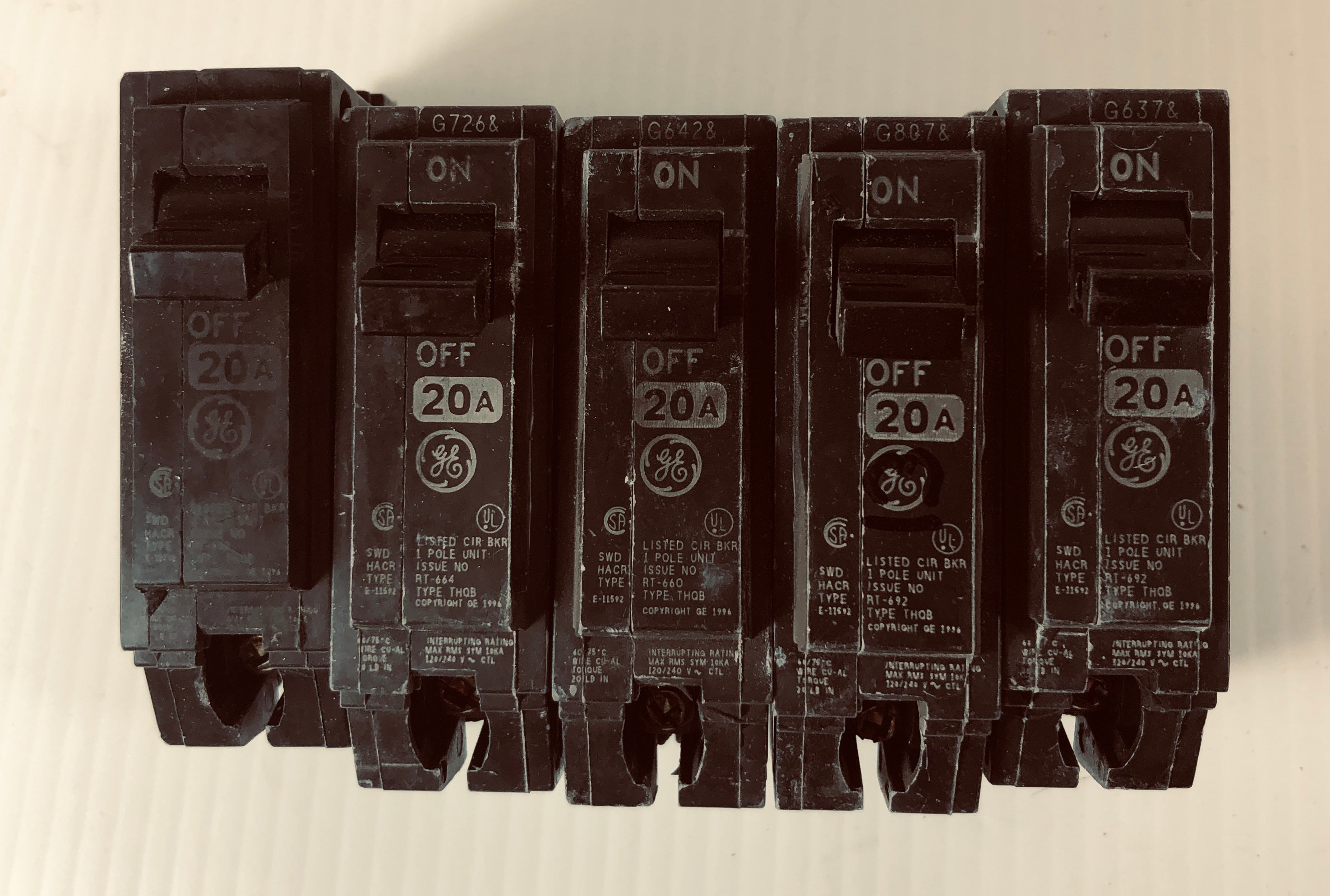 GE 20 Amp Circuit Breaker Single Pole - Lot of 5