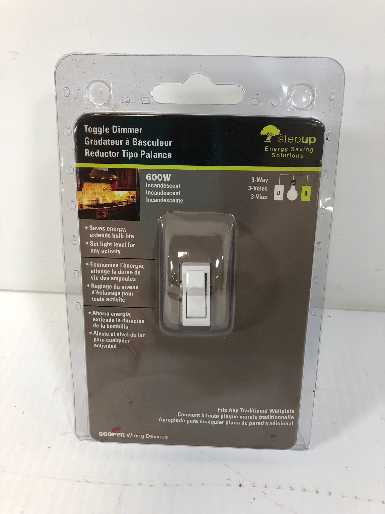 3-Way Toggle Dimmer Switch TI306-W-K-L White Cooper Wiring Devices New Box of 5