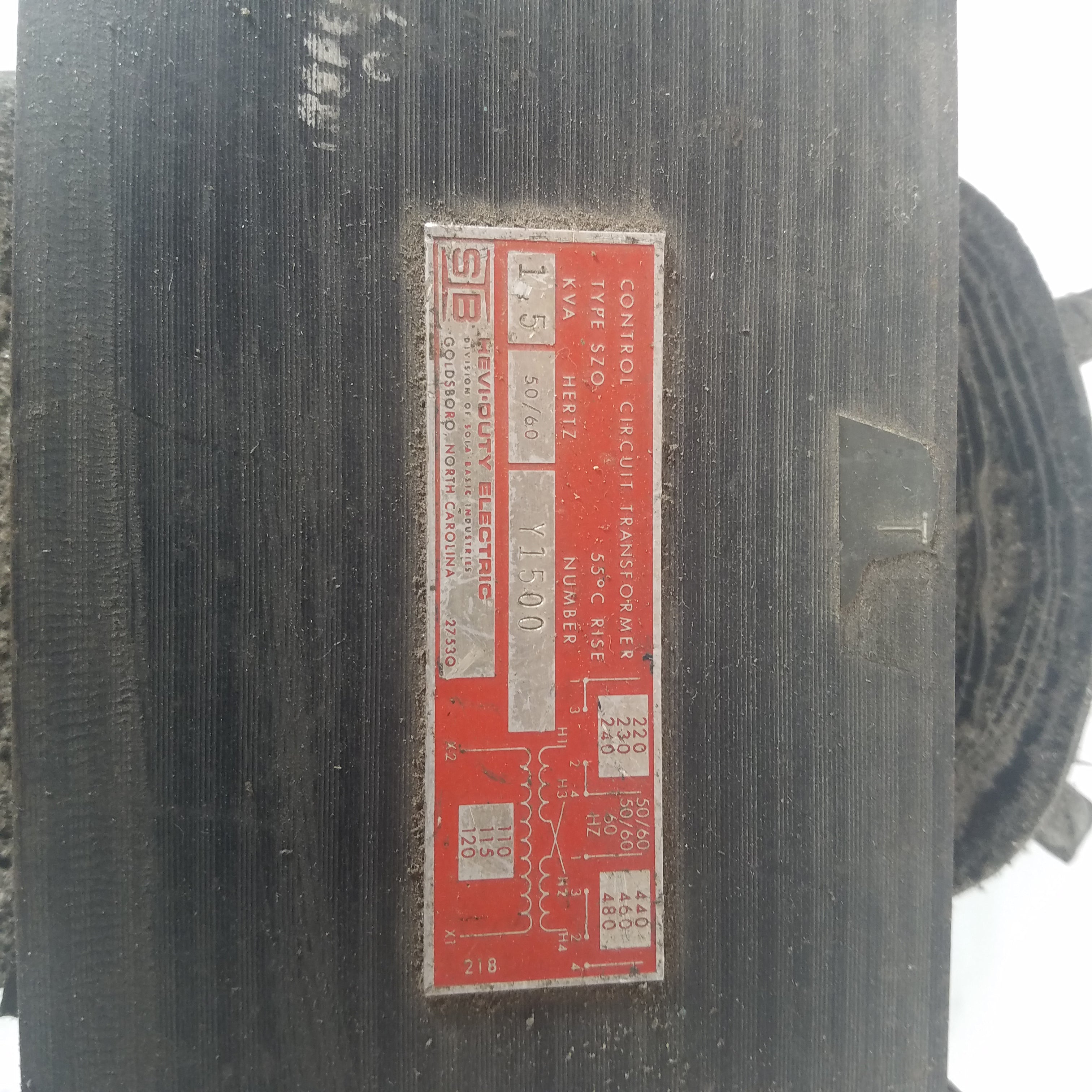 SIB Hevi-Duty Electric Y1500 Control Circuit Transformer 1.5kVa 50/60Hz