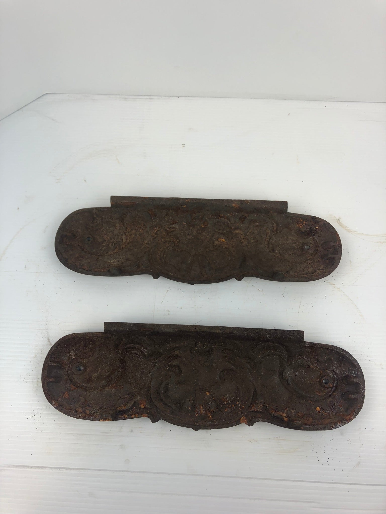 Antique Foster Stoves and Ranges Cast Iron 17" Decorative Panel (Lot of 2)